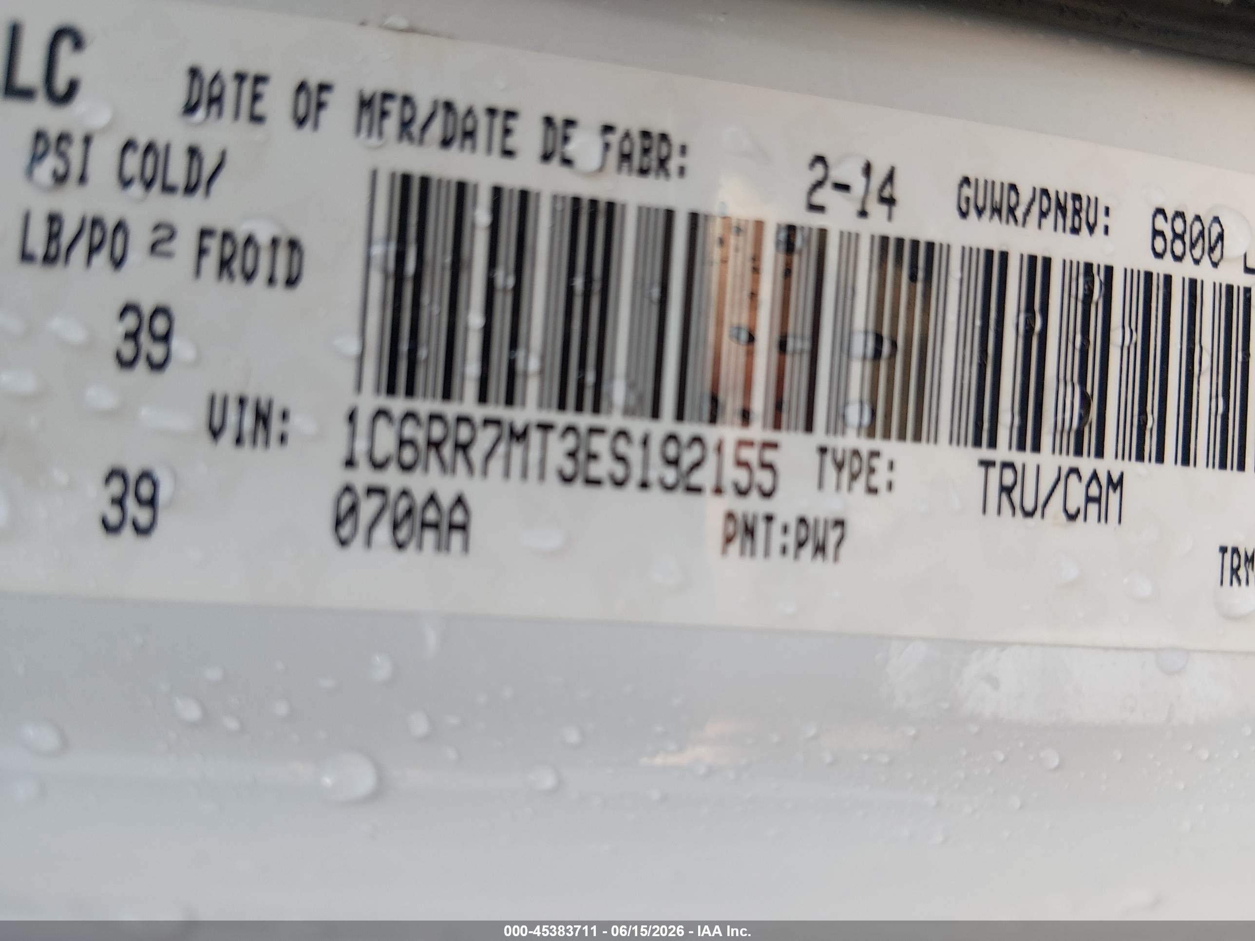 2014 Ram 1500 Sport White vin: 1C6RR7MT3ES192155