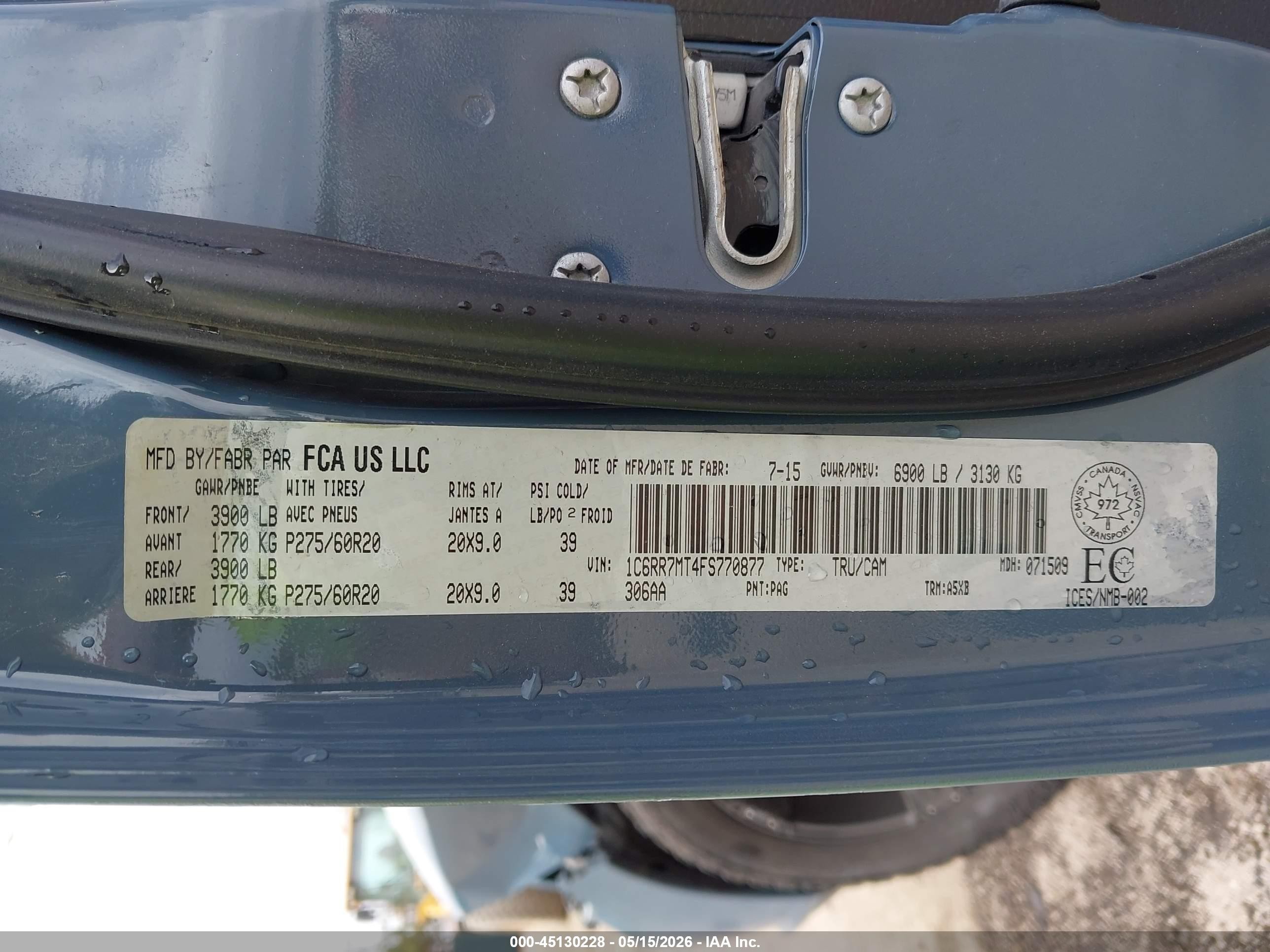 2015 Ram 1500 Sport Blue vin: 1C6RR7MT4FS770877