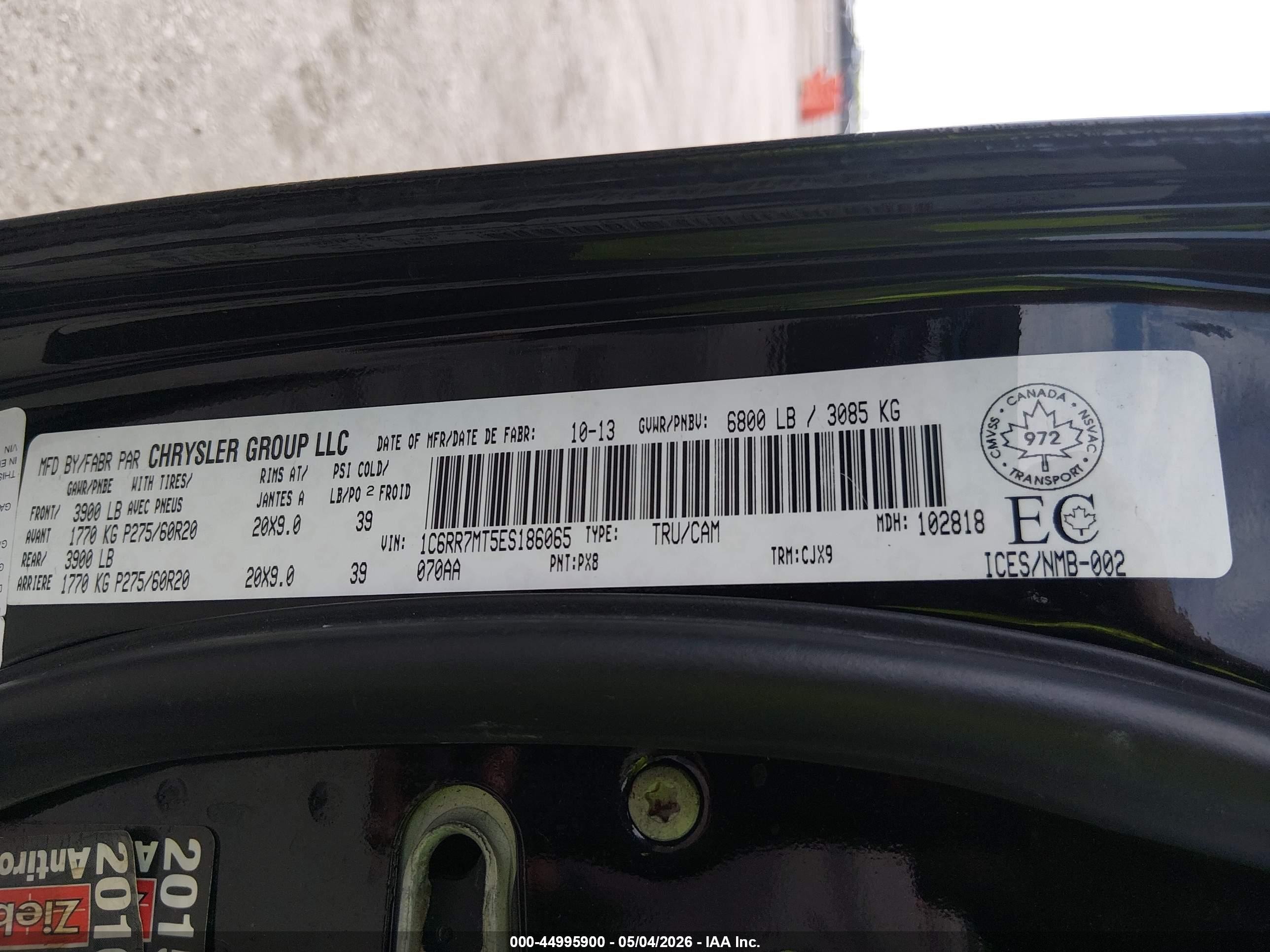 2014 Ram 1500 Sport Black vin: 1C6RR7MT5ES186065