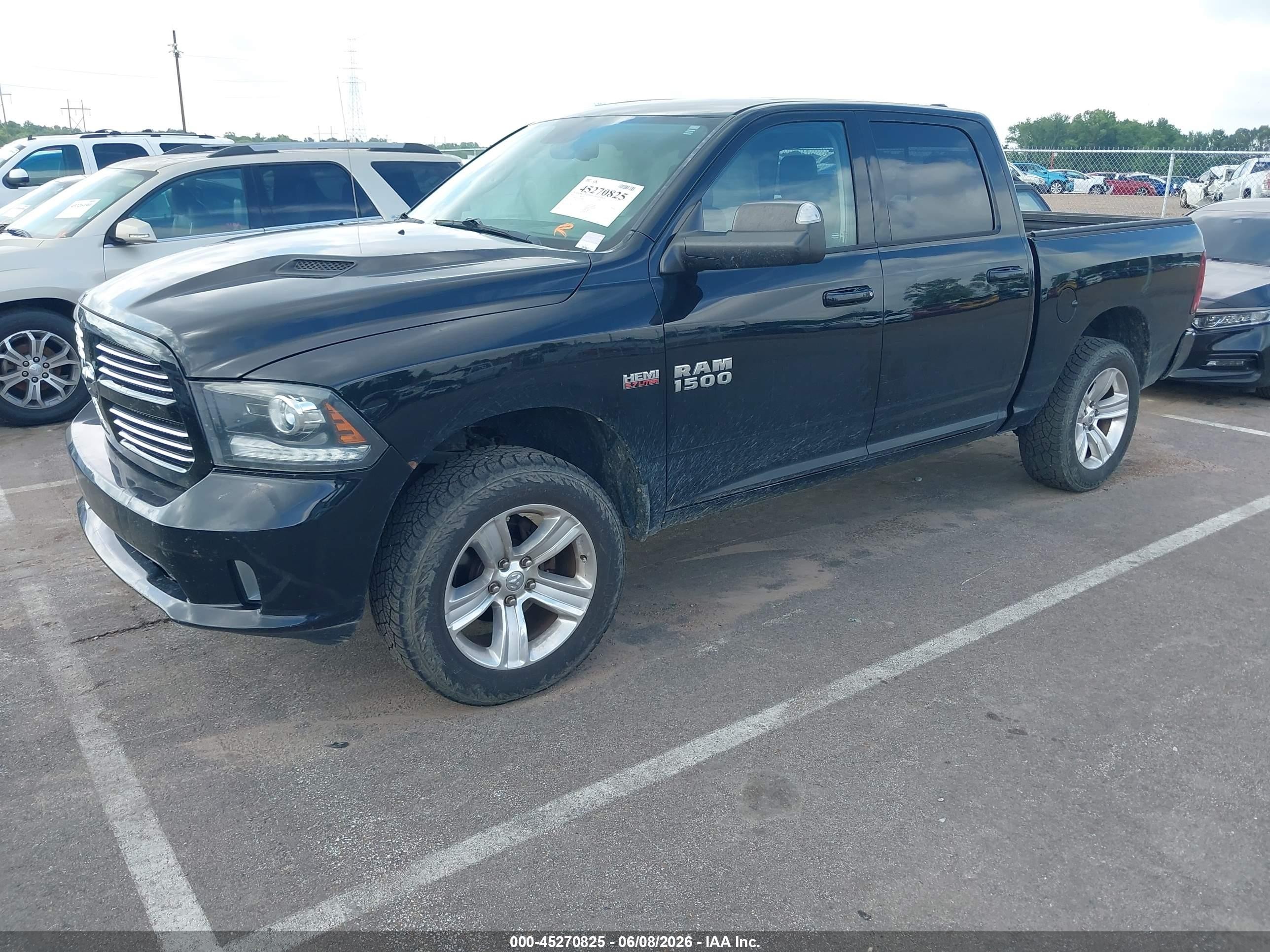 2014 Ram 1500 Sport Черный vin: 1C6RR7MT5ES324848