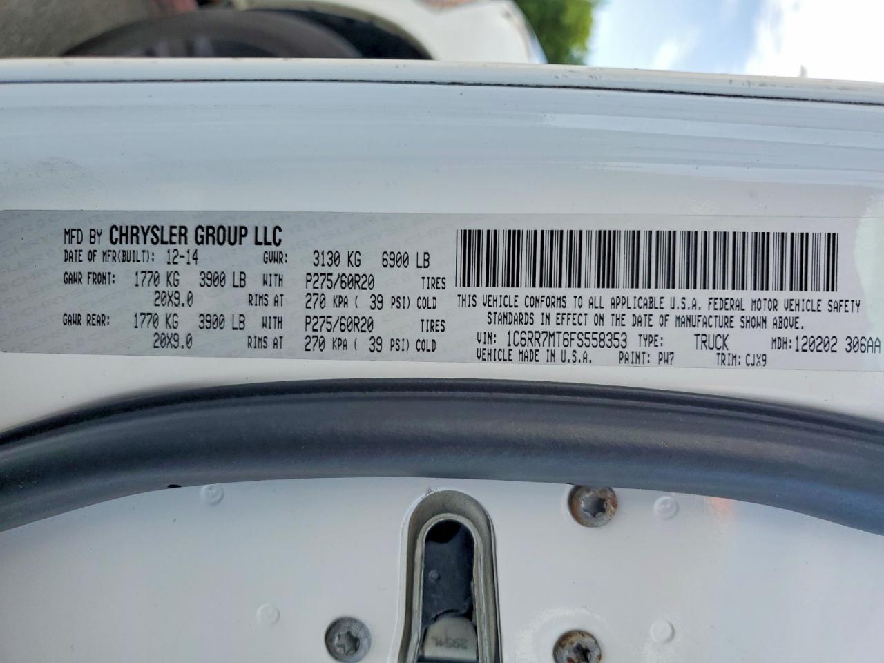 2015 Ram 1500 Sport White vin: 1C6RR7MT6FS558353