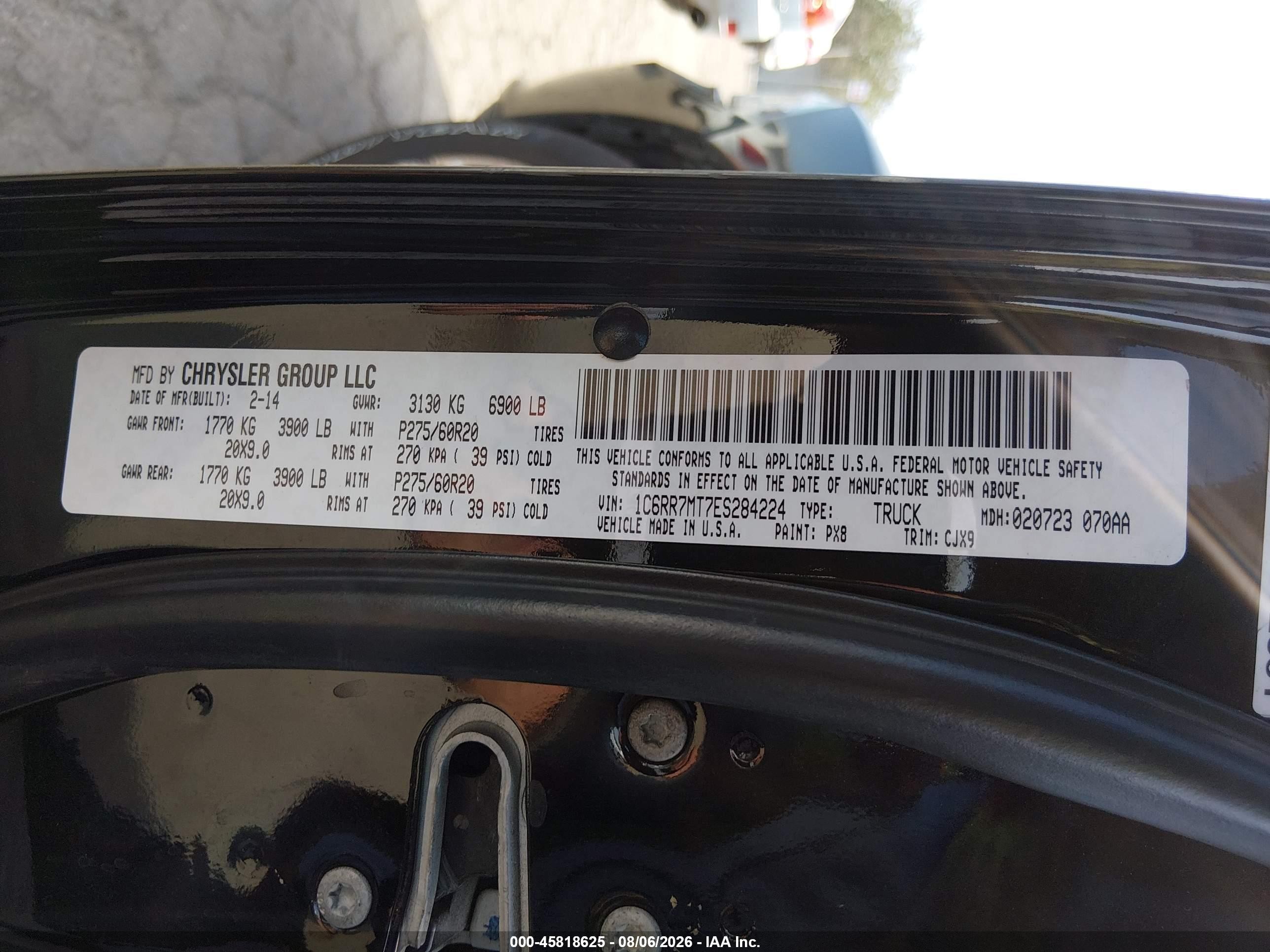 2014 Ram 1500 Sport Black vin: 1C6RR7MT7ES284224