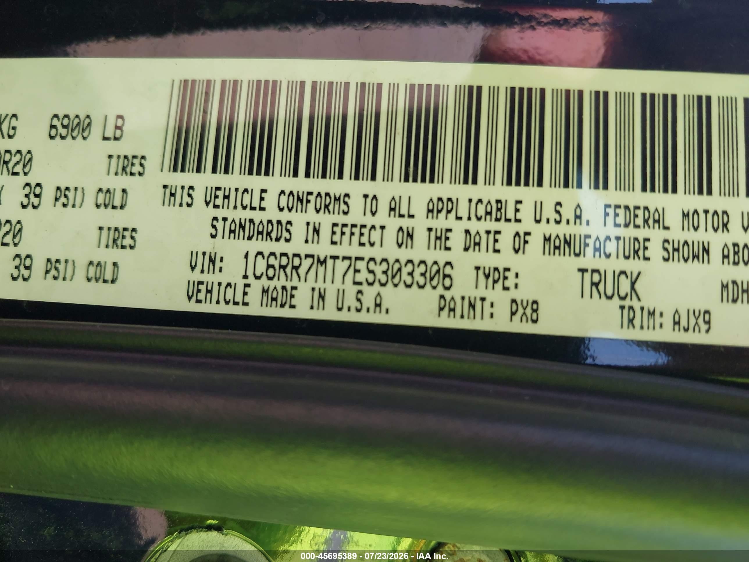 2014 Ram 1500 Sport Черный vin: 1C6RR7MT7ES303306