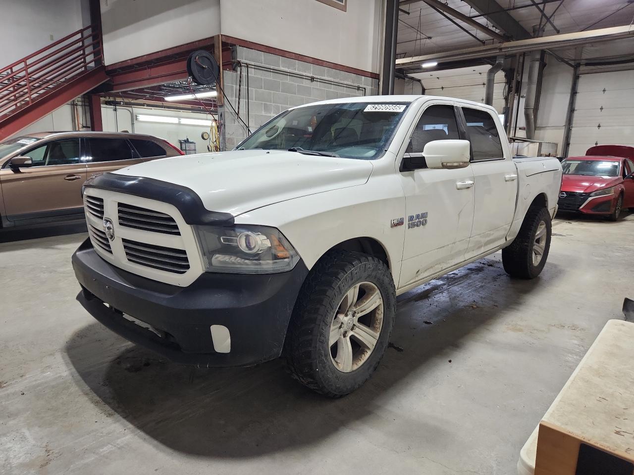 2013 Ram 1500 Sport White vin: 1C6RR7MT8DS552132 Damage: Left Front Fender, Multiple Scratches Heavy, 3