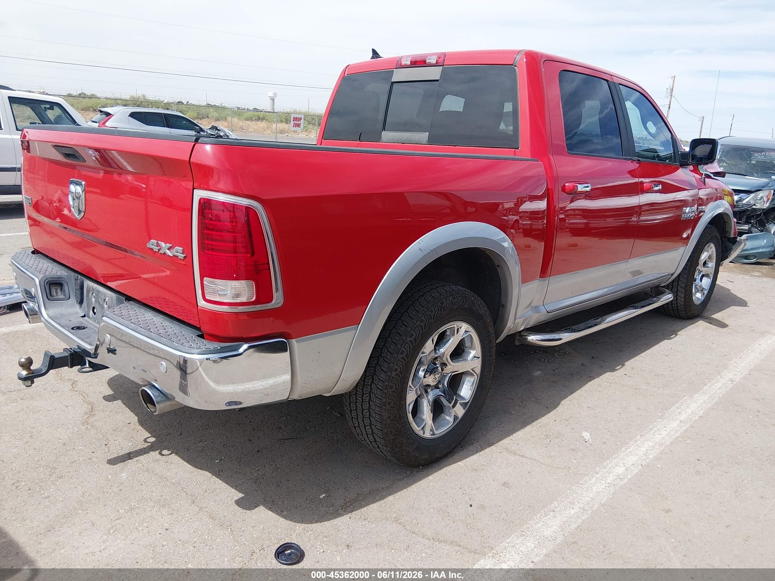 2014 Ram 1500 Laramie Red vin: 1C6RR7NT0ES342690
