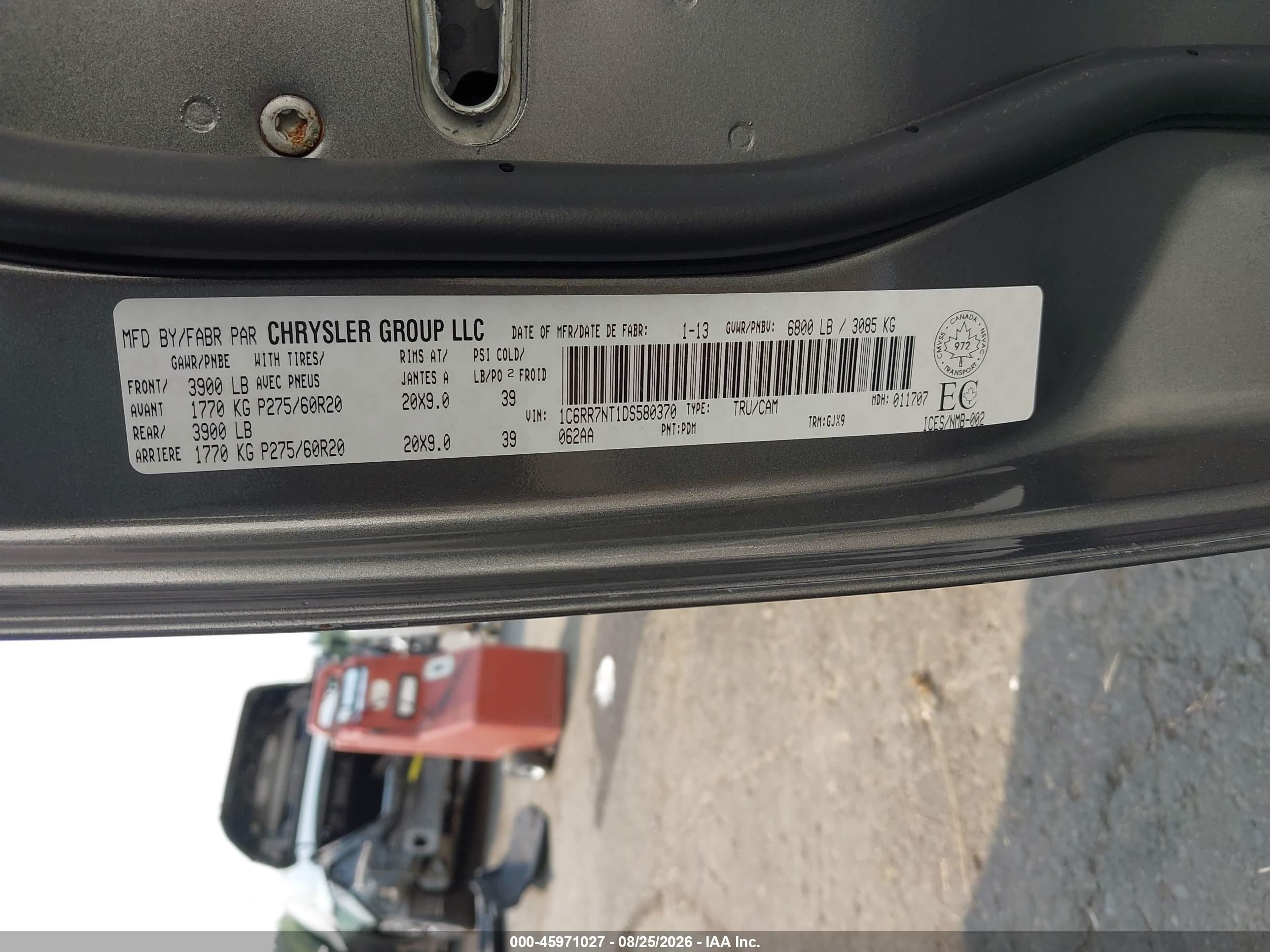 2013 Ram 1500 Laramie Gray vin: 1C6RR7NT1DS580370