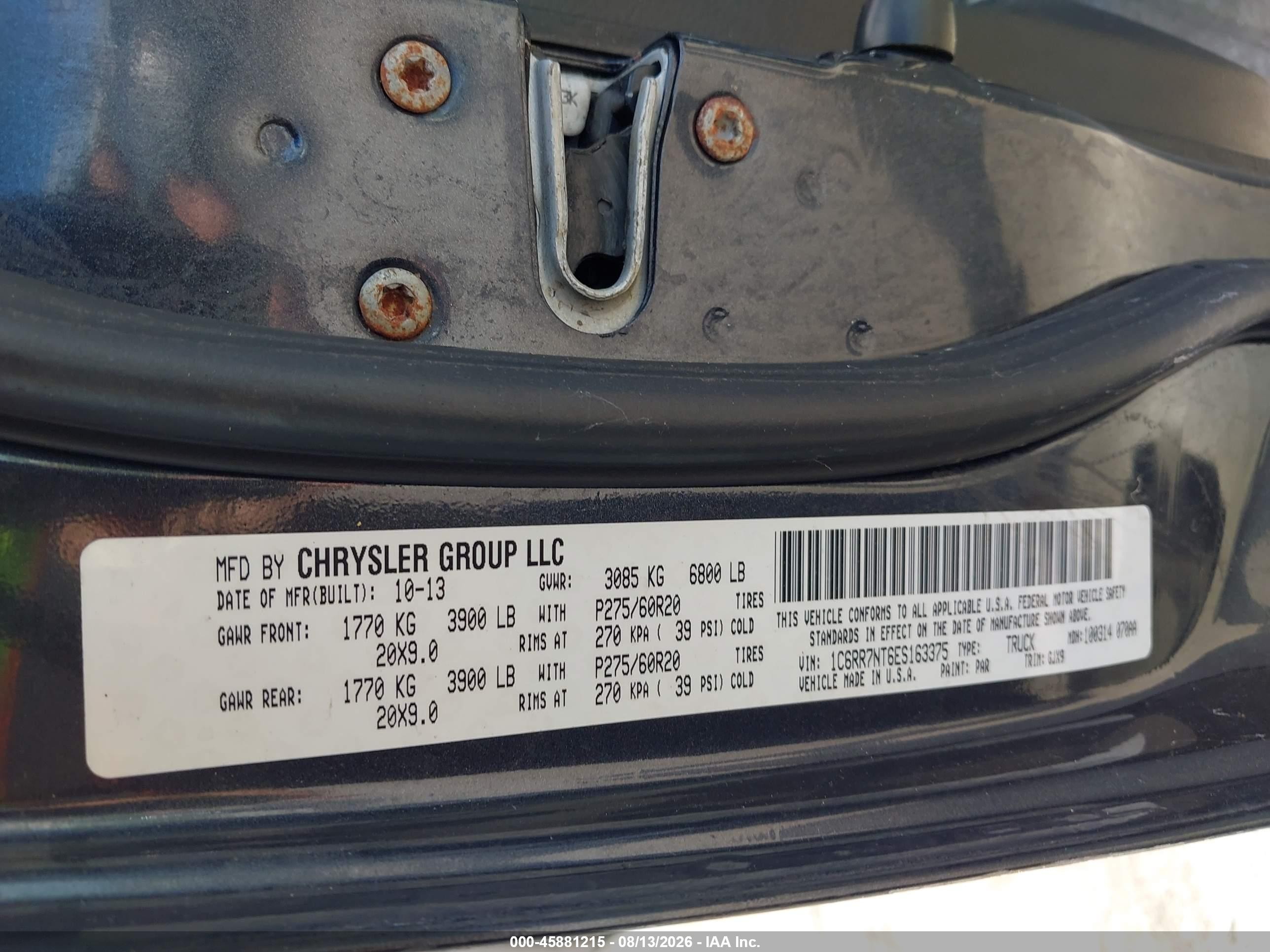 2014 Ram 1500 Laramie Blue vin: 1C6RR7NT6ES163375
