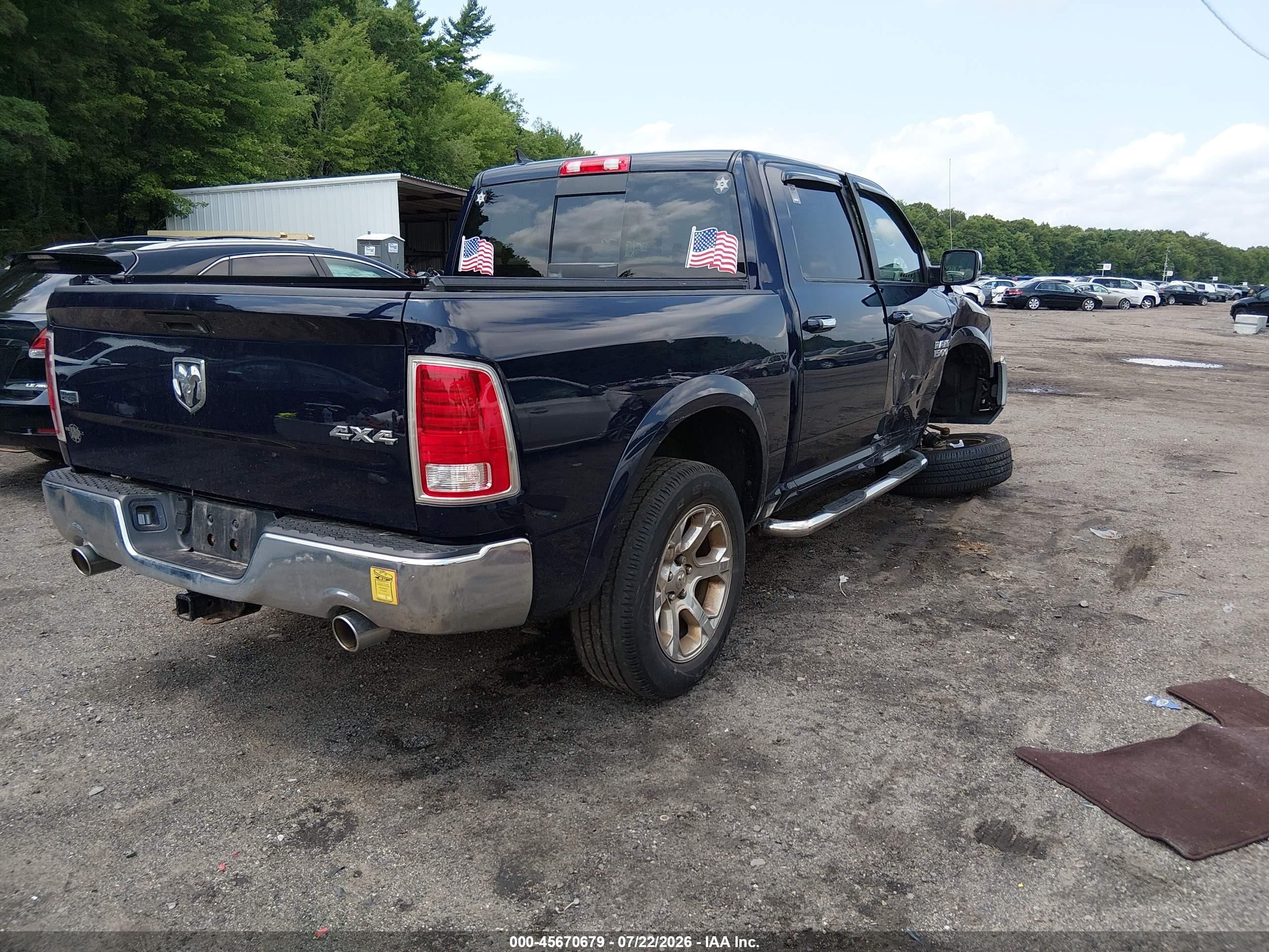 2014 Ram 1500 Laramie Синий vin: 1C6RR7NT6ES177194