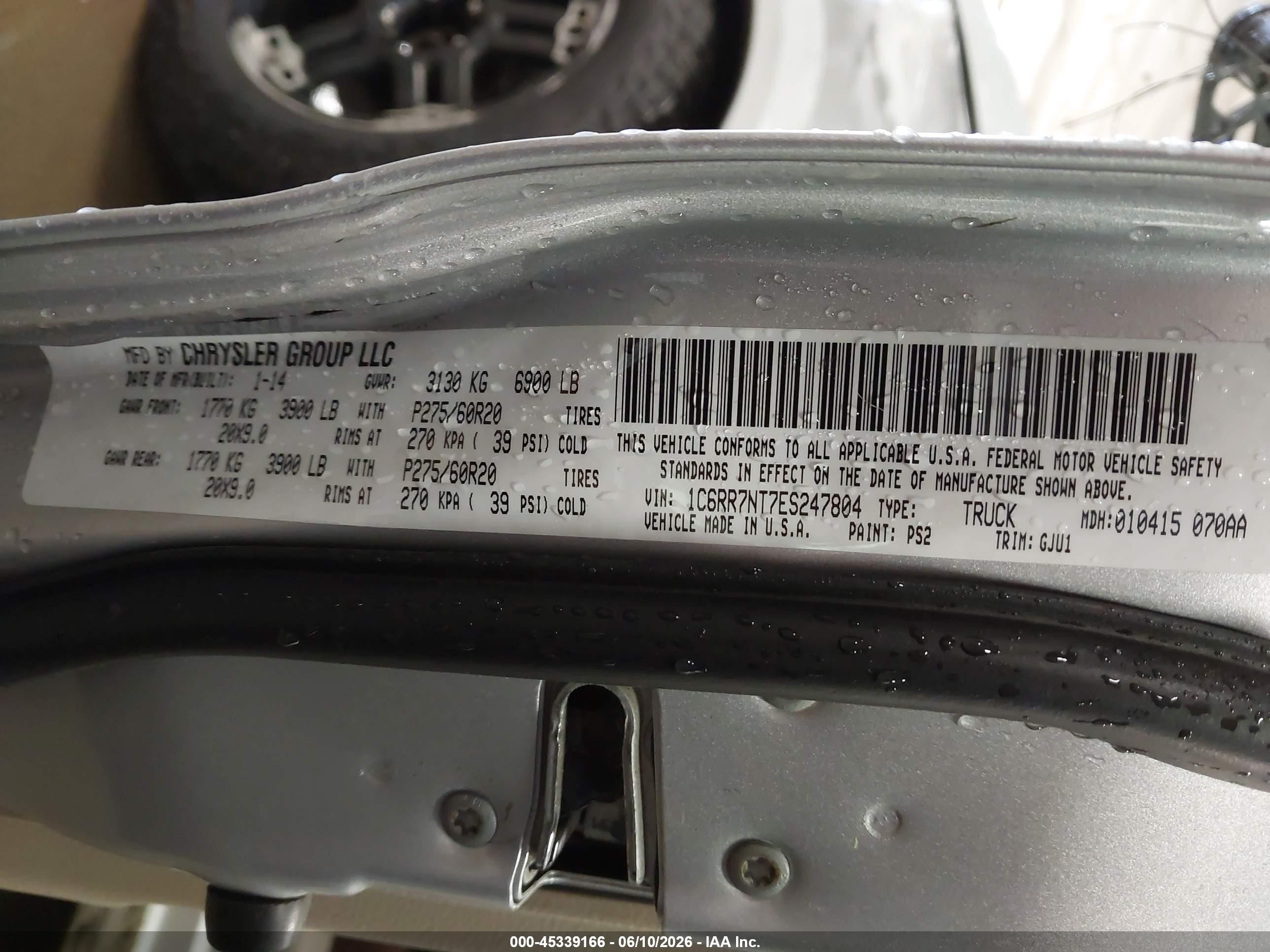 2014 Ram 1500 Laramie Silver vin: 1C6RR7NT7ES247804