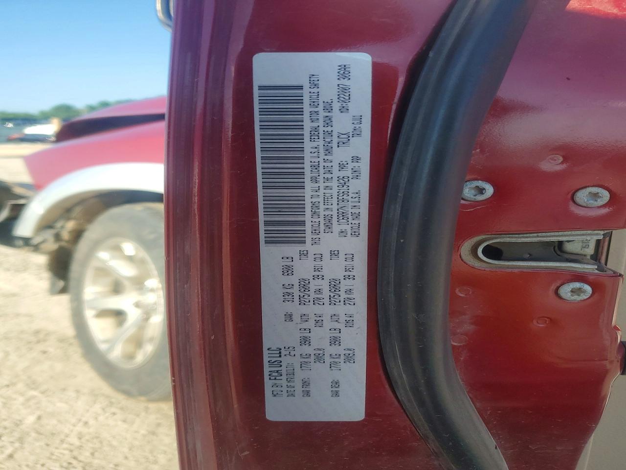 2015 Ram 1500 Laramie Maroon vin: 1C6RR7NT8FS619426
