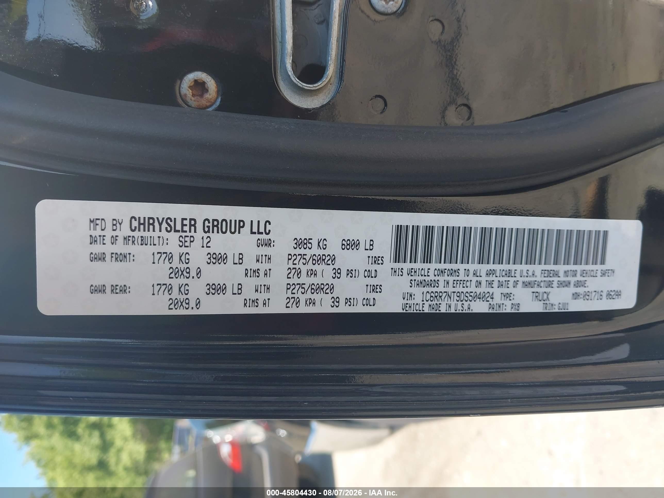 2013 Ram 1500 Laramie Черный vin: 1C6RR7NT9DS504024