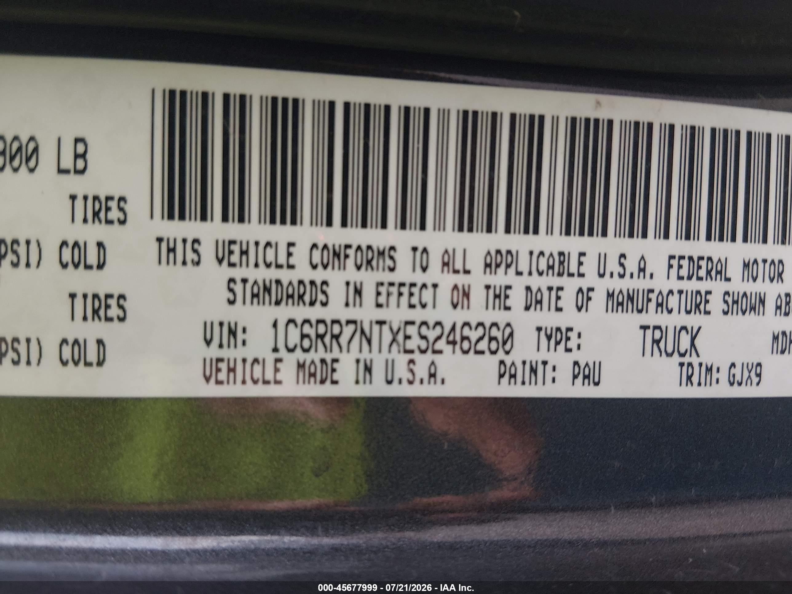 2014 Ram 1500 Laramie Gray vin: 1C6RR7NTXES246260