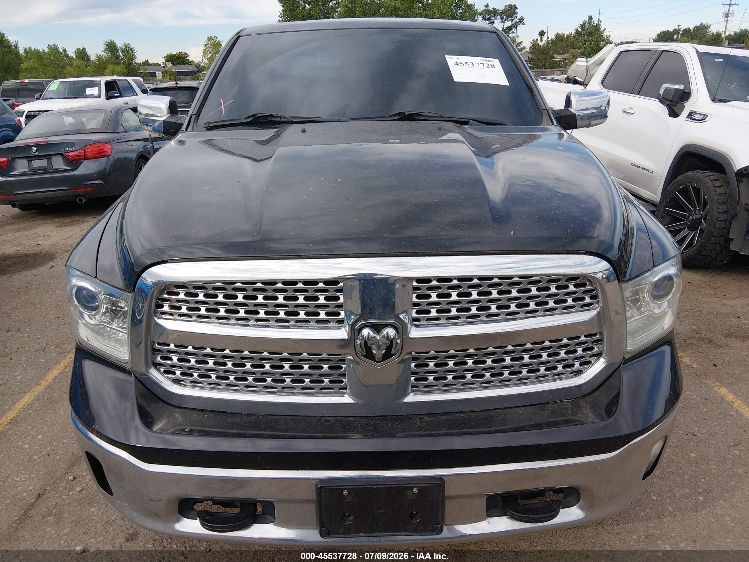2015 Ram 1500 Laramie Black vin: 1C6RR7NTXFS738479