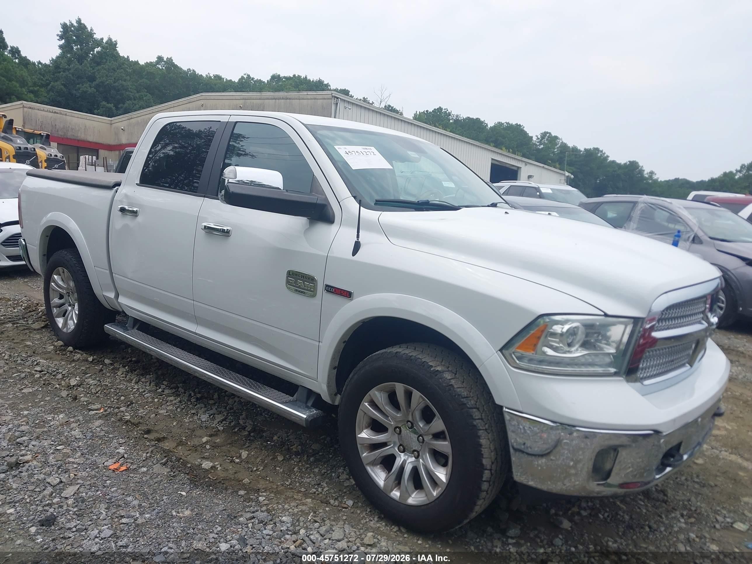 2014 Ram 1500 Longhorn White vin: 1C6RR7PM1ES314015
