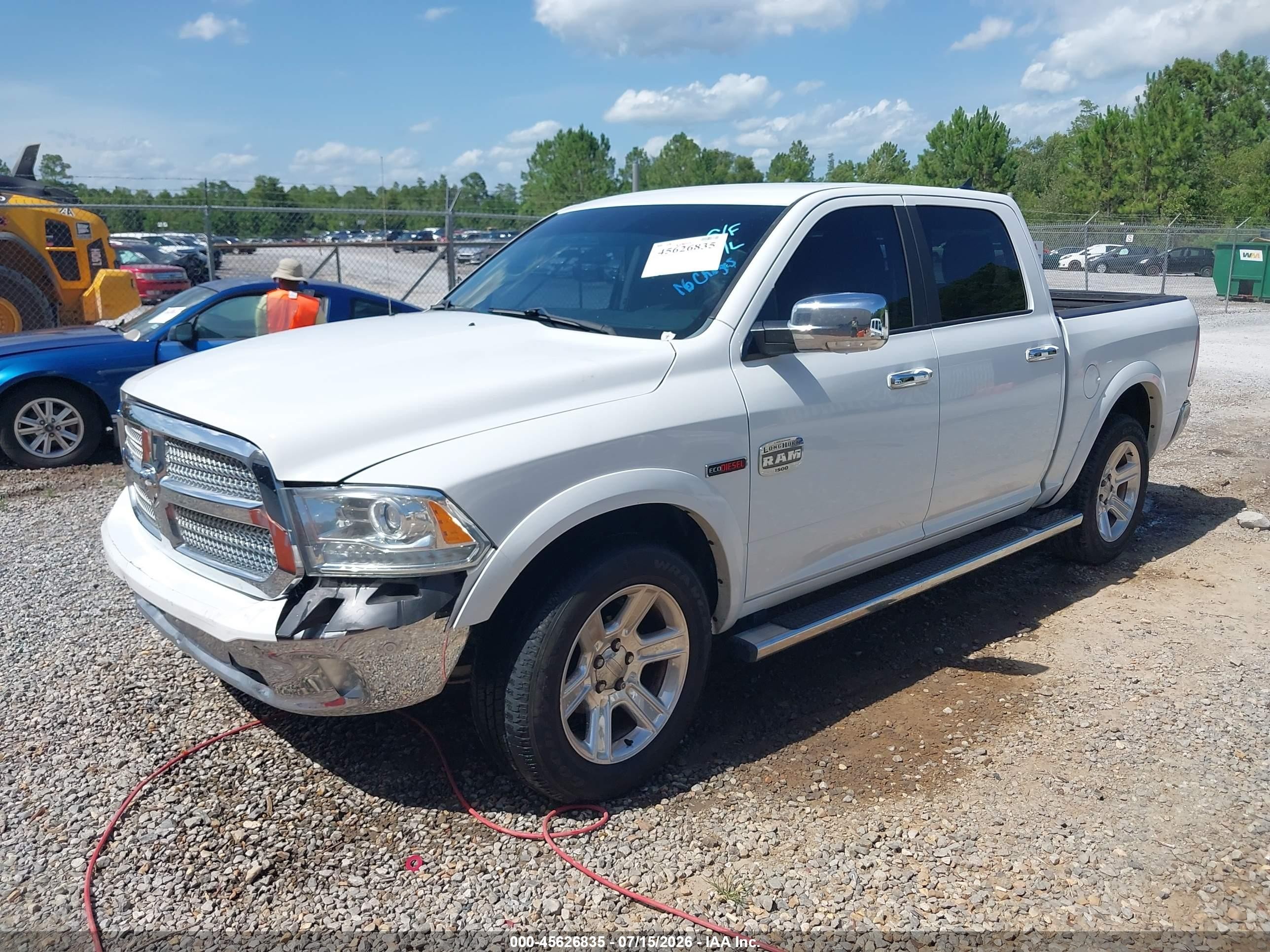 2015 Ram 1500 Laramie Longhorn White vin: 1C6RR7PM1FS656629