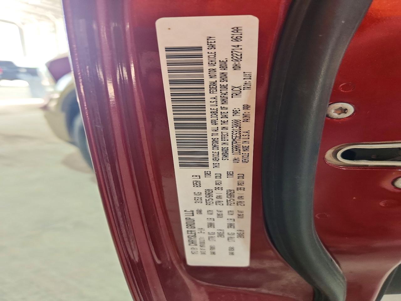2014 Ram 1500 Longhorn Burgundy vin: 1C6RR7PM5ES313000