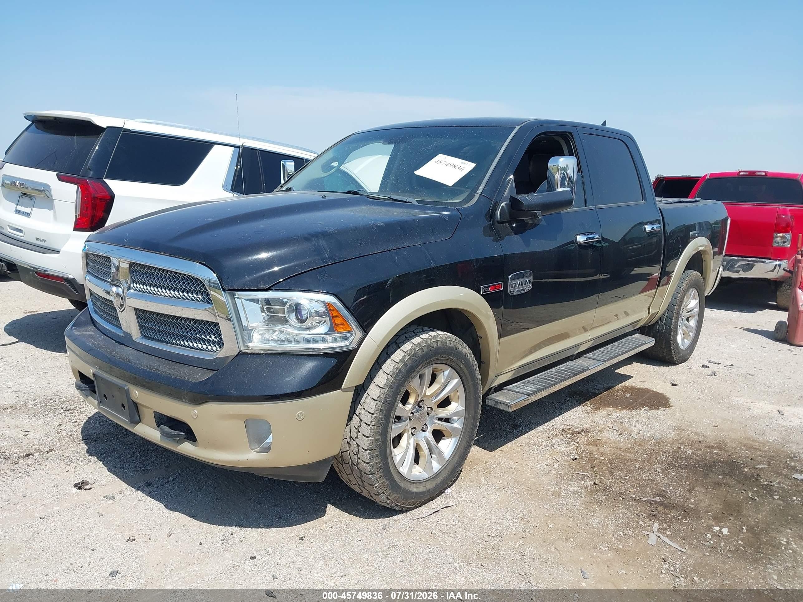 2014 Ram 1500 Longhorn Черный vin: 1C6RR7PM5ES402436