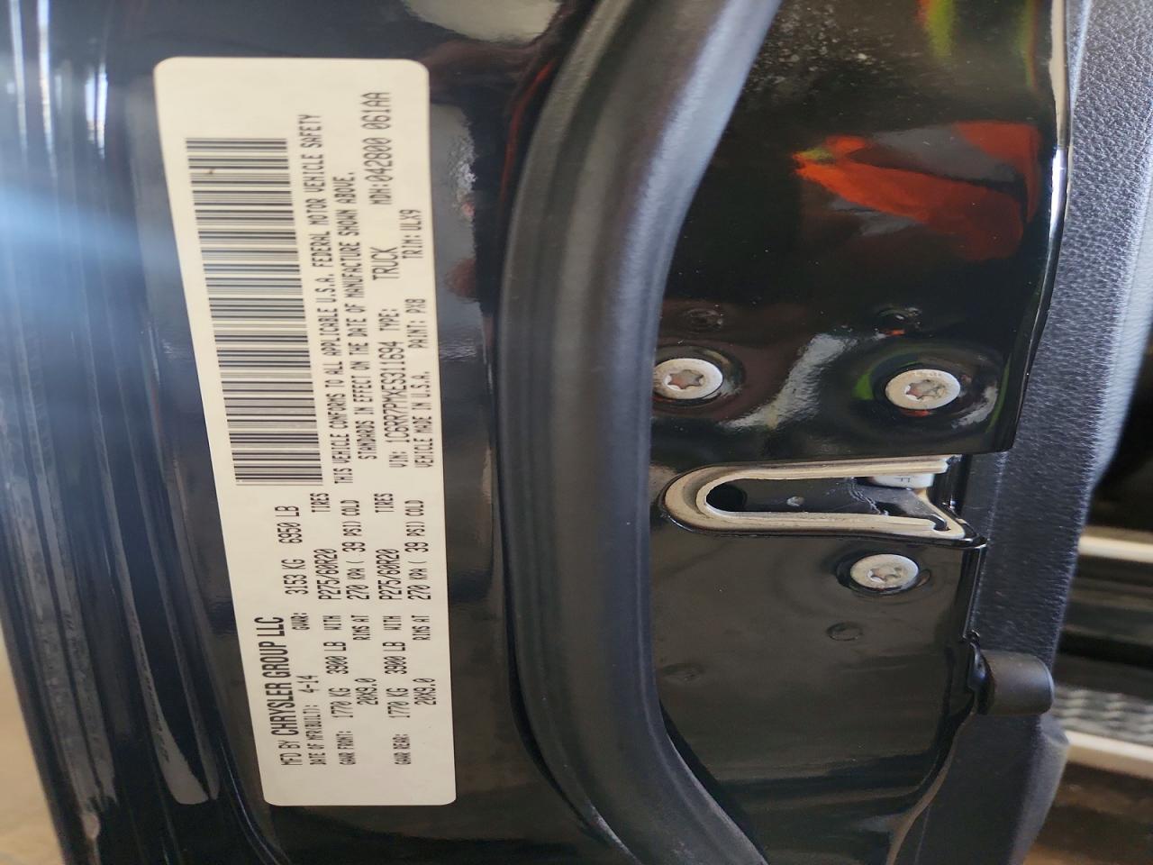 2014 Ram 1500 Longhorn Black vin: 1C6RR7PMXES311694