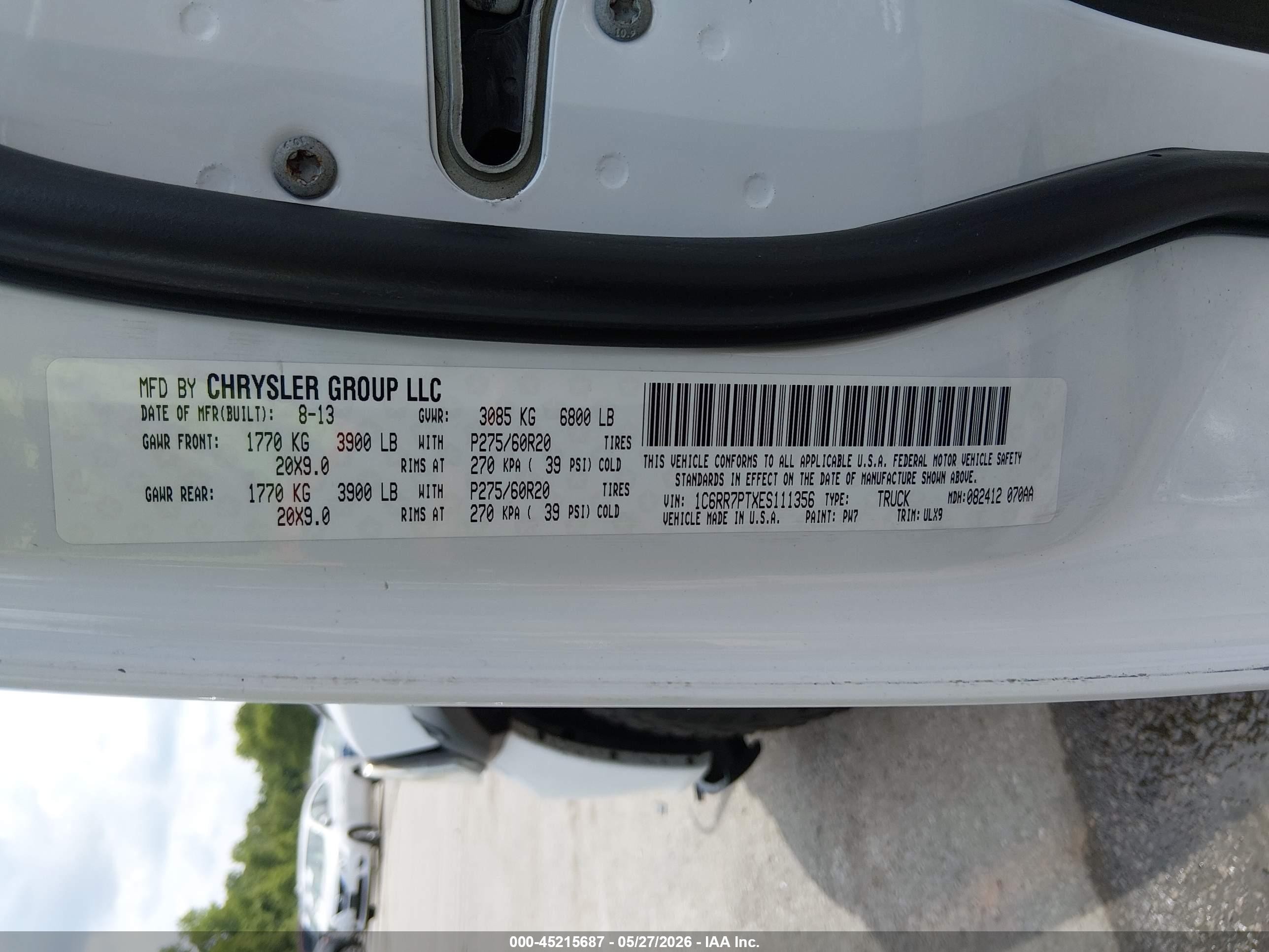 2014 Ram 1500 Longhorn Limited White vin: 1C6RR7PTXES111356