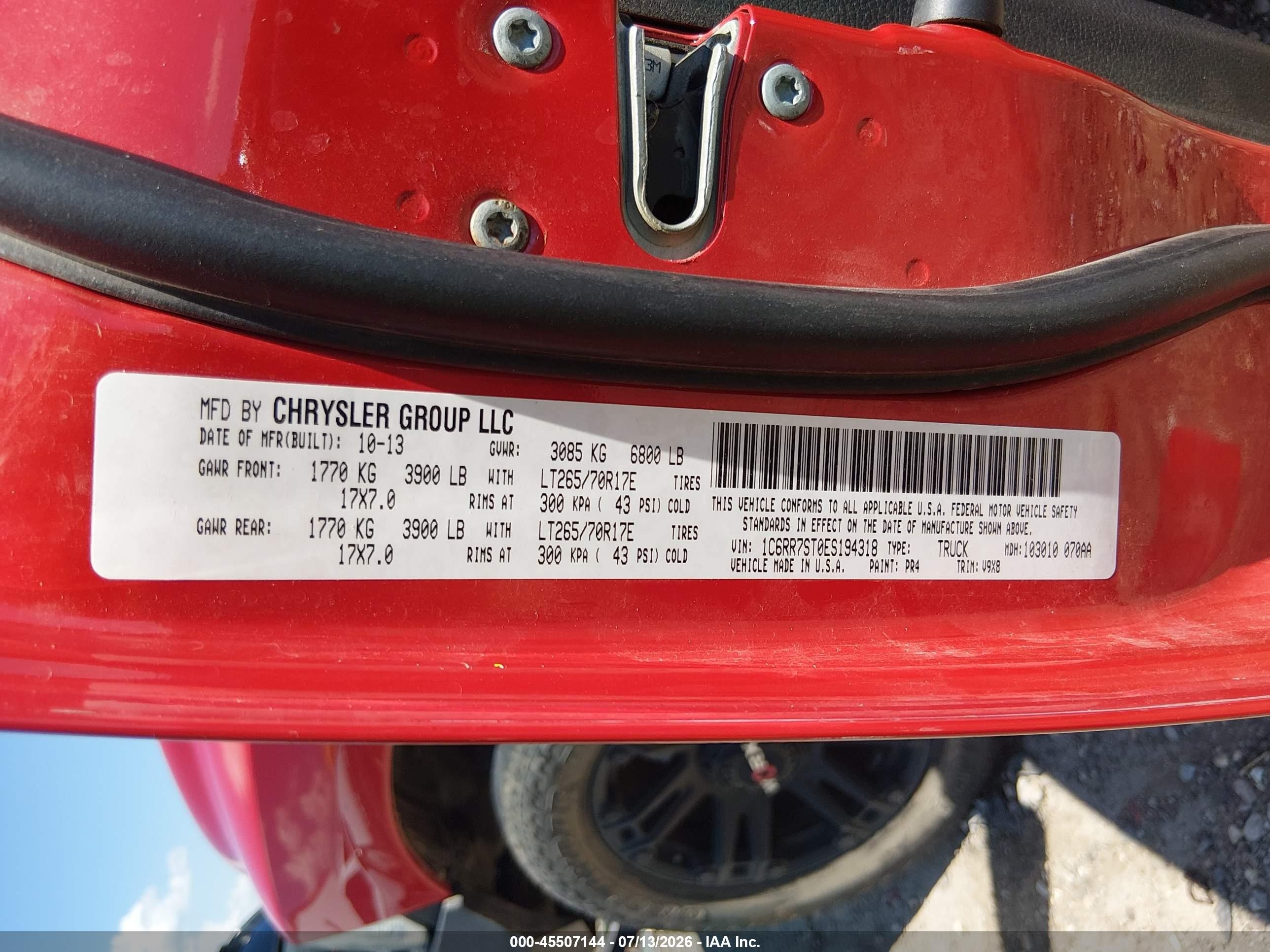 2014 Ram 1500 Tradesman Red vin: 1C6RR7ST0ES194318