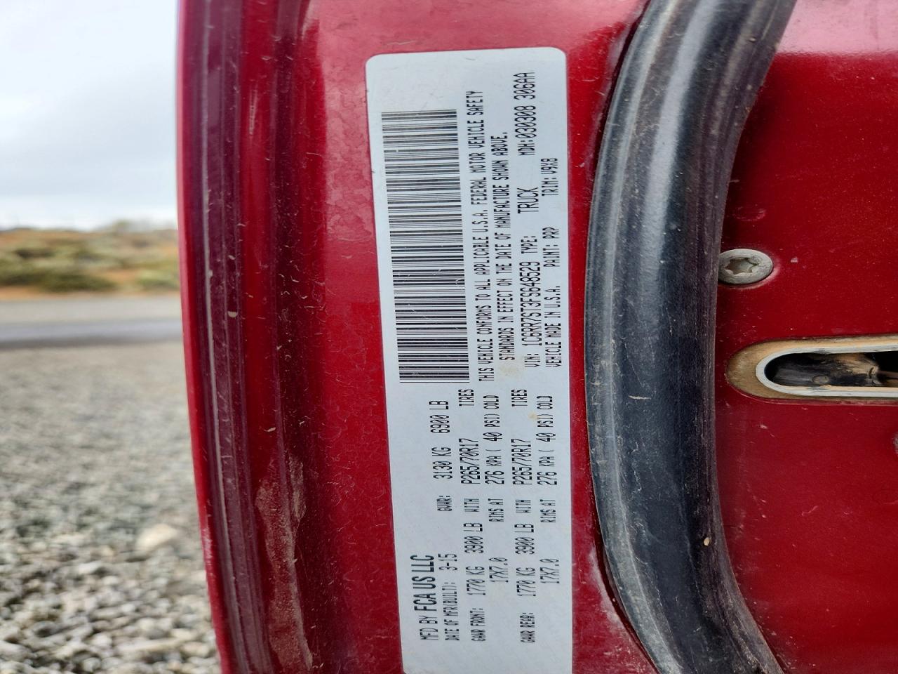 2015 Ram 1500 St Red vin: 1C6RR7ST3FS648529