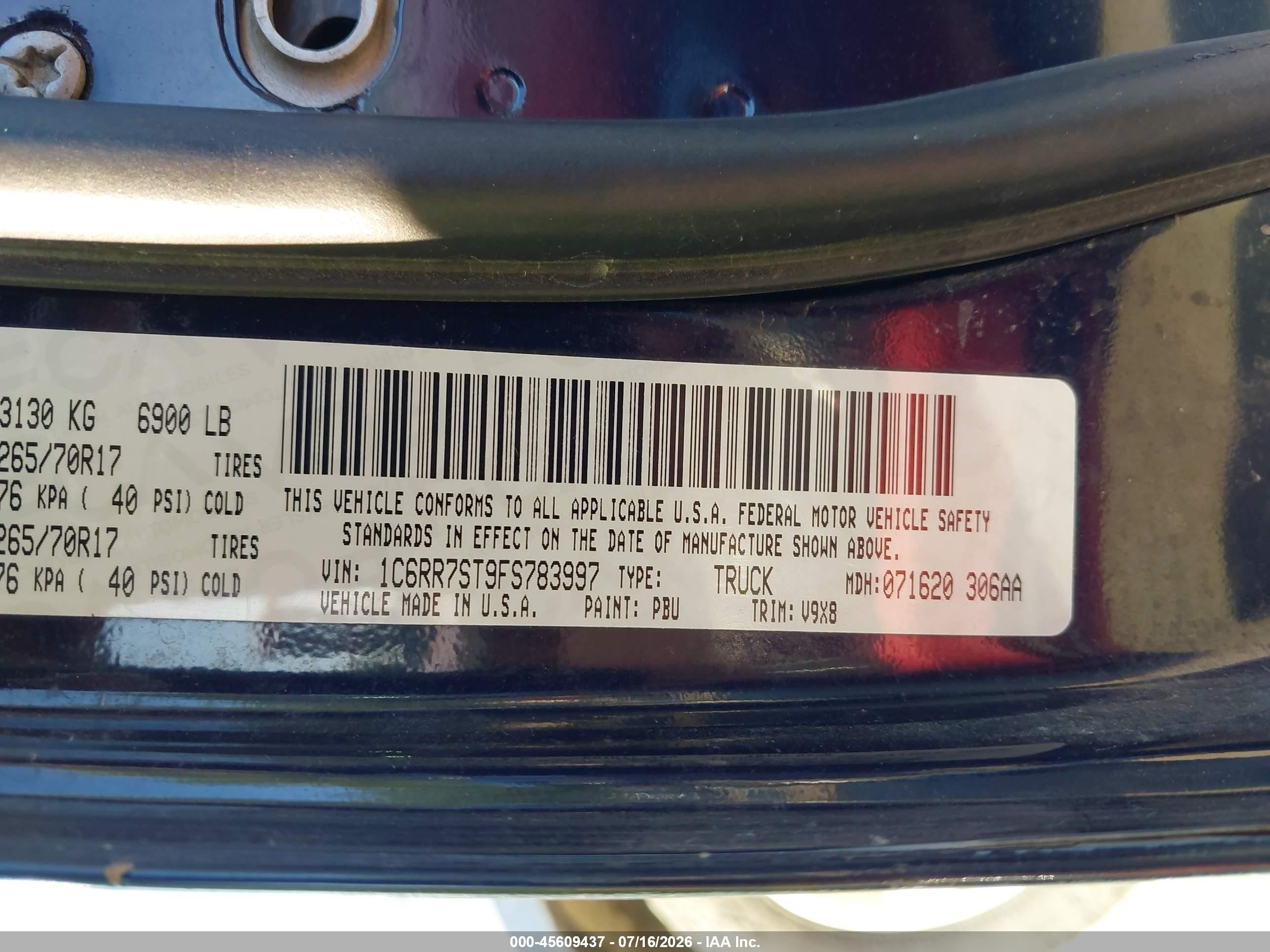 2015 Ram 1500 Tradesman Blue vin: 1C6RR7ST9FS783997