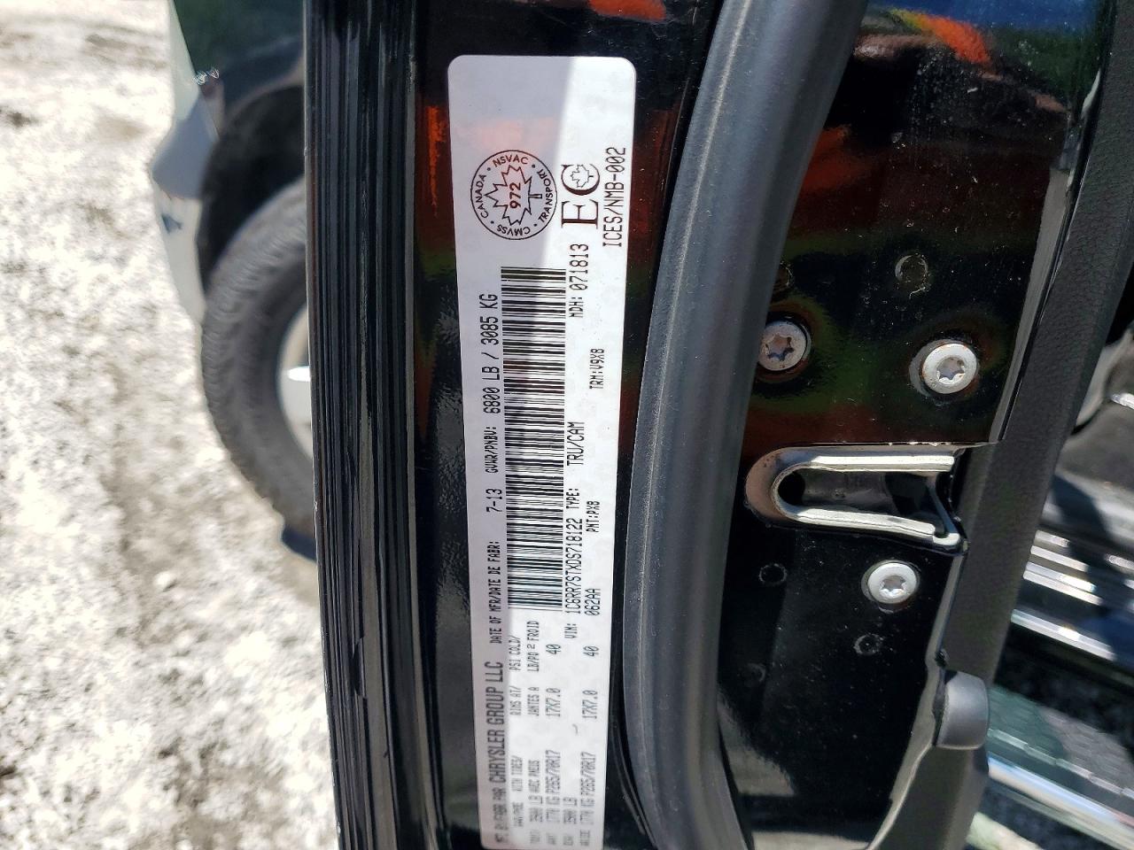 2013 Ram 1500 St Черный vin: 1C6RR7STXDS718122
