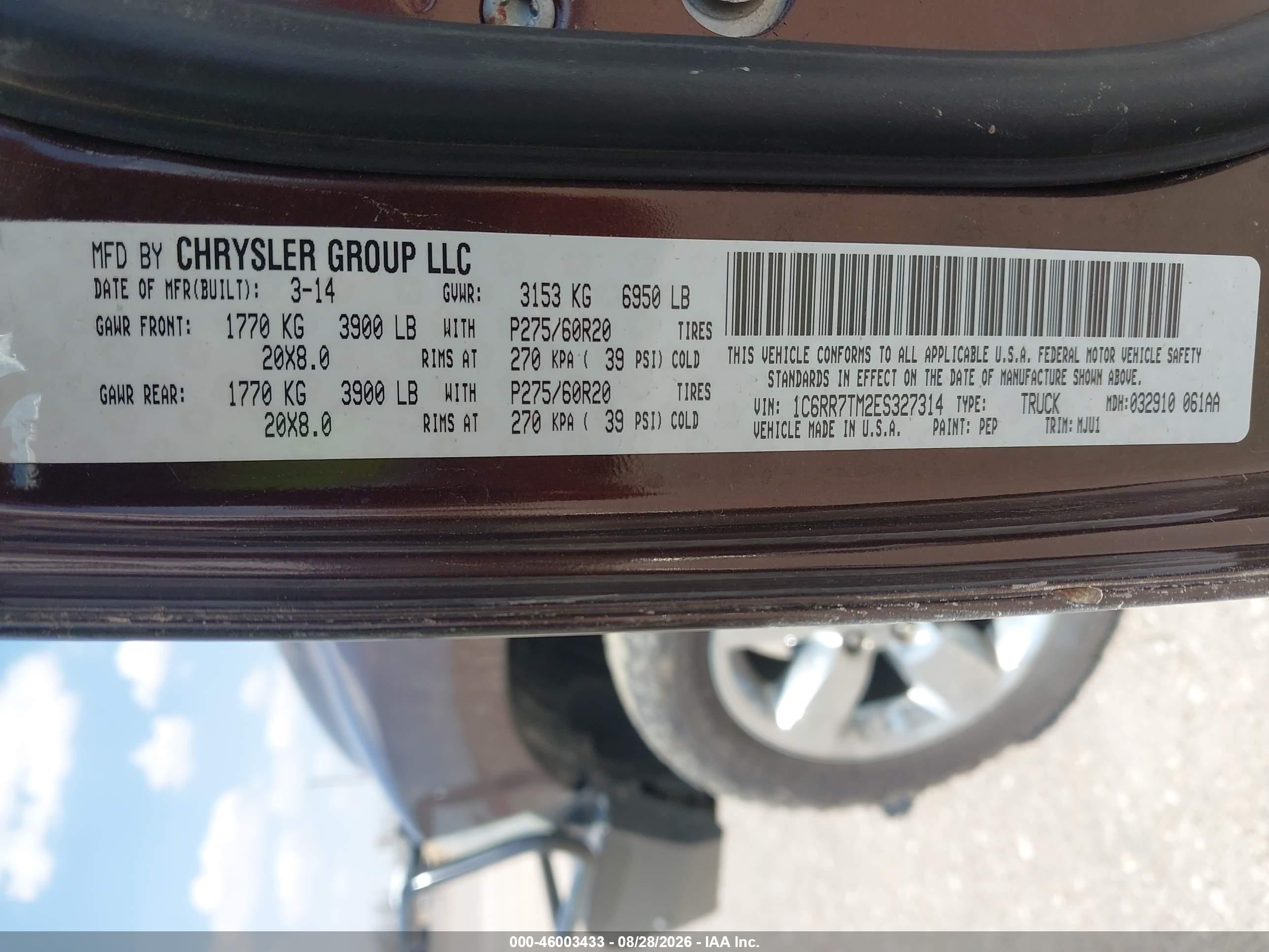 2014 Ram 1500 Lone Star Коричневый vin: 1C6RR7TM2ES327314