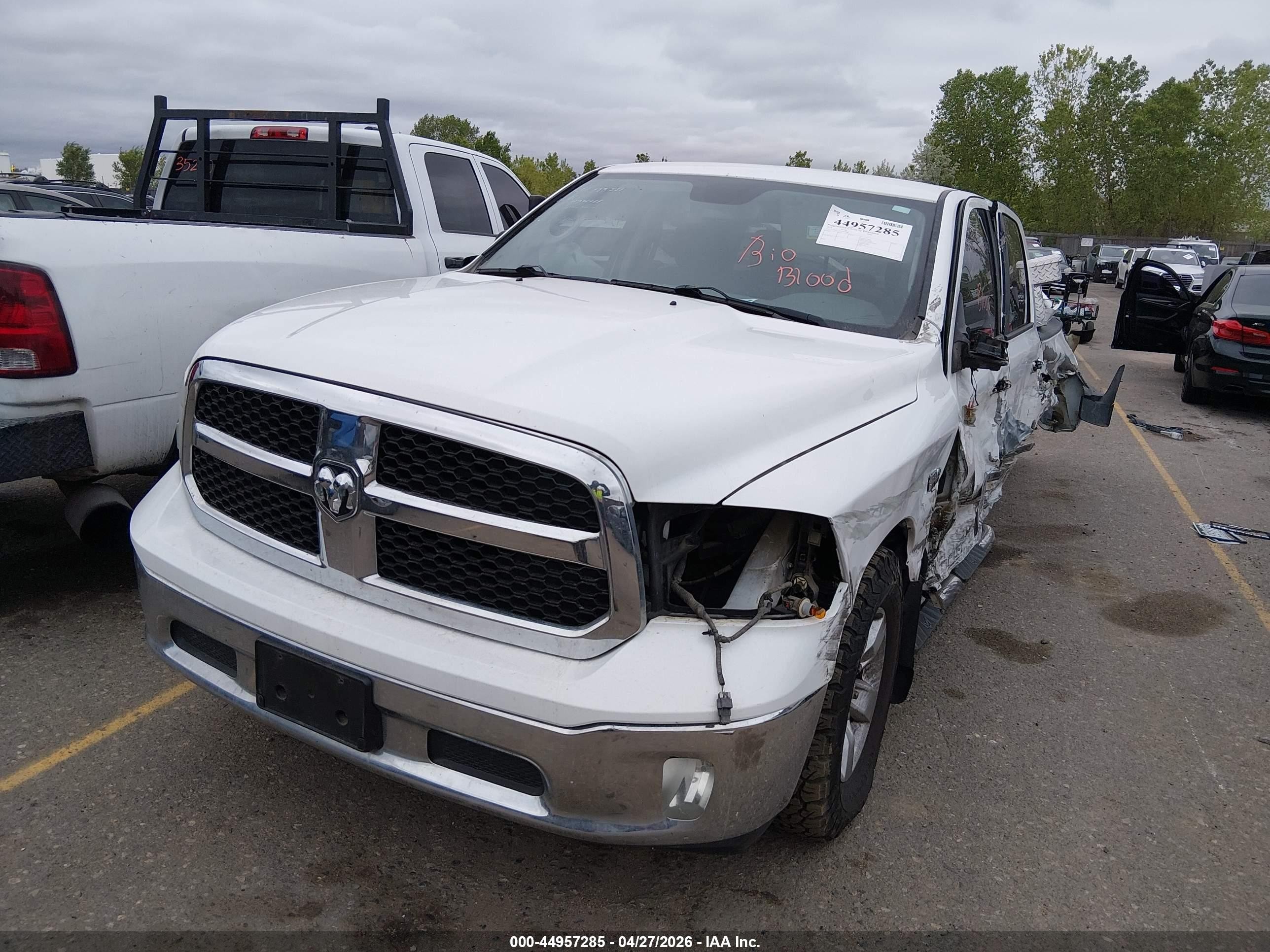 2014 Ram 1500 Slt White vin: 1C6RR7TT6ES474968