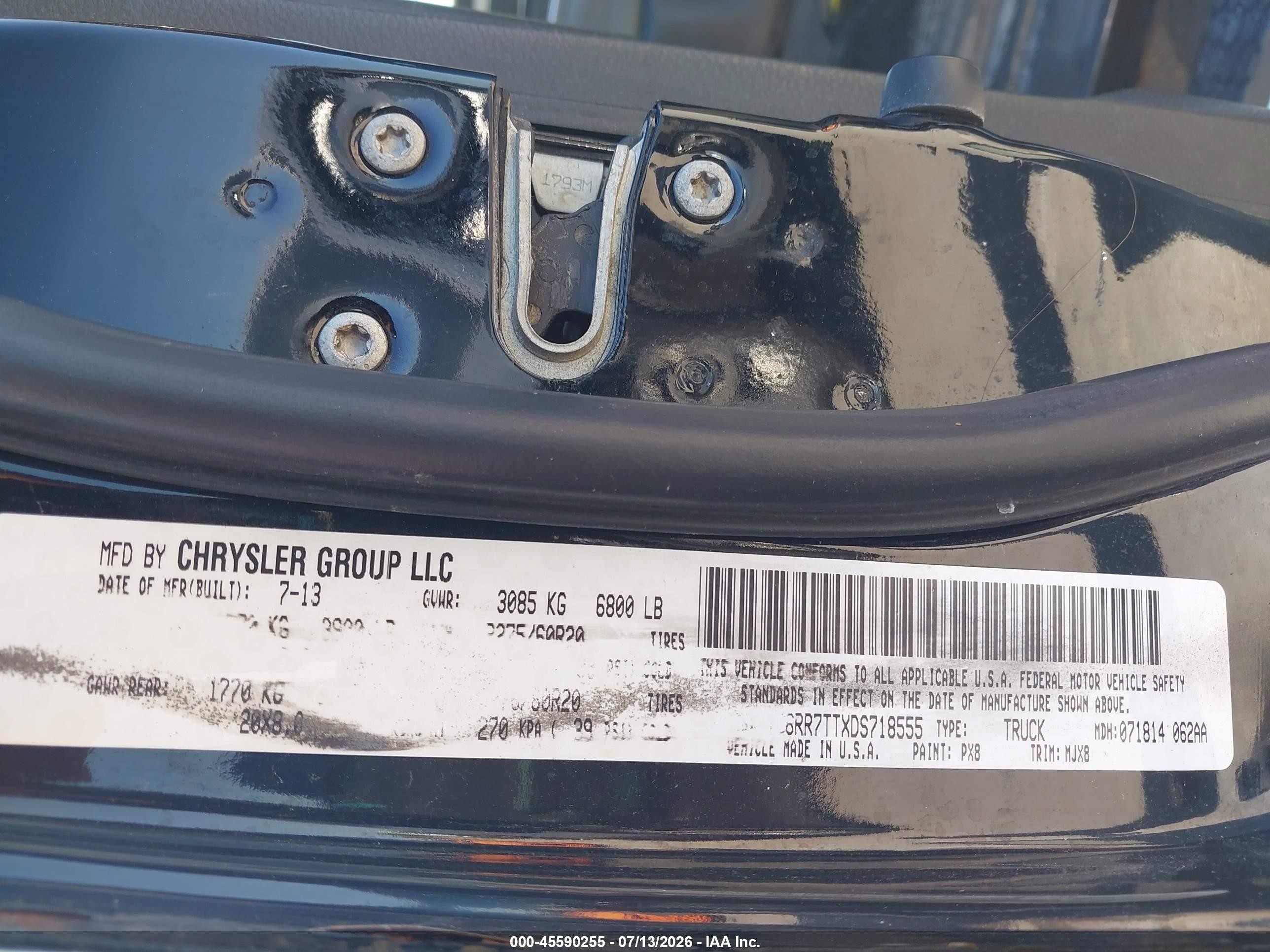2013 Ram 1500   Black vin: 1C6RR7TTXDS718555