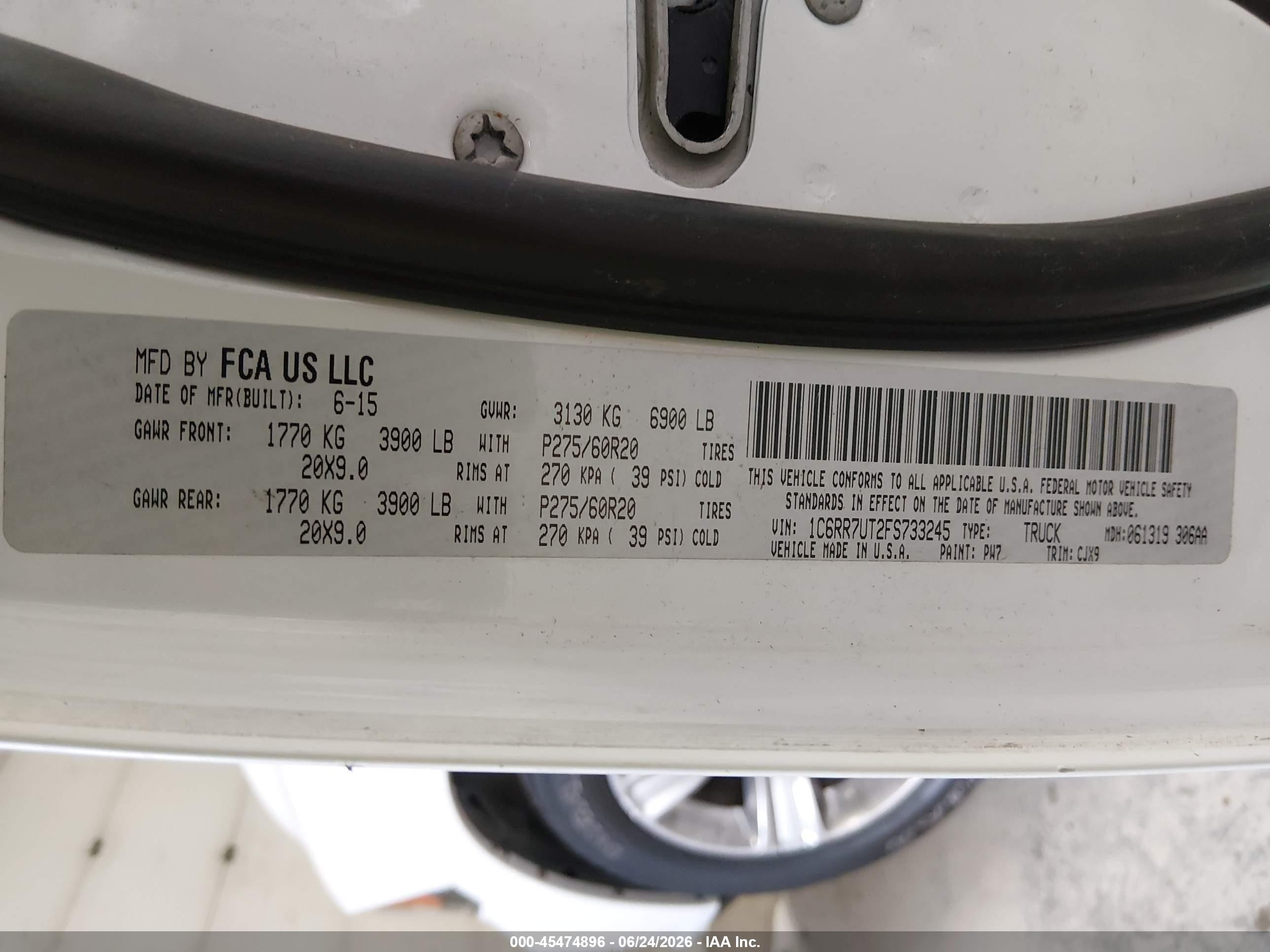 2015 Ram 1500 Sport Белый vin: 1C6RR7UT2FS733245