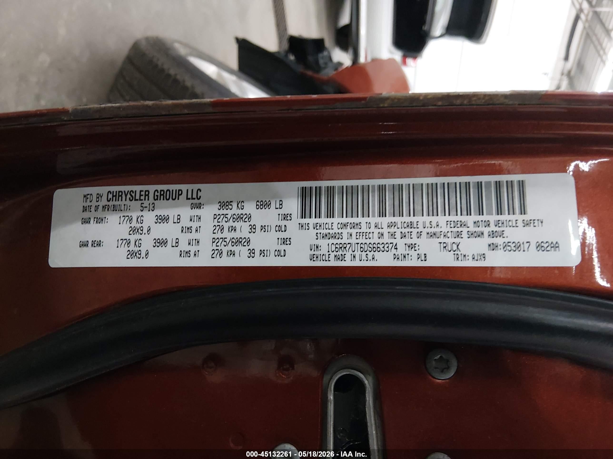 2013 Ram 1500 Sport Orange vin: 1C6RR7UT6DS663374