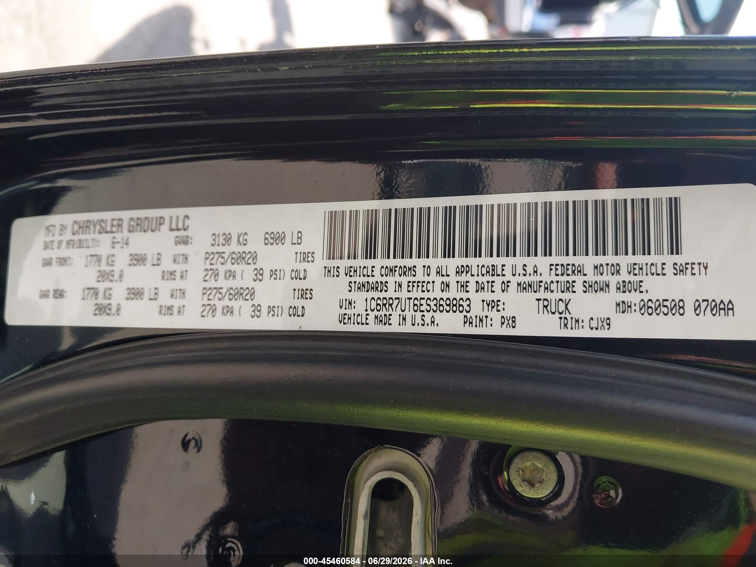 2014 Ram 1500 Sport Черный vin: 1C6RR7UT6ES369863