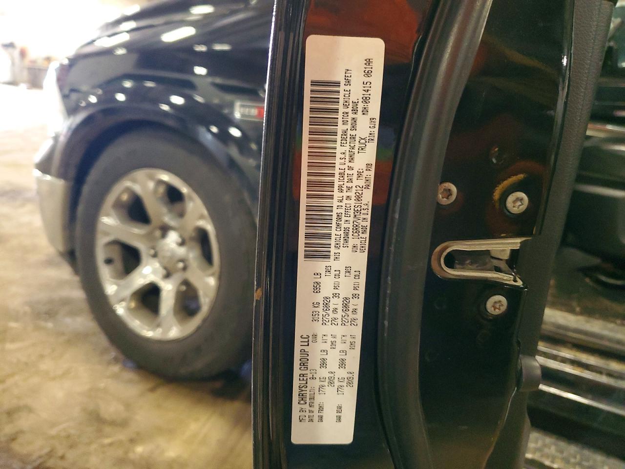 2014 Ram 1500 Laramie Black vin: 1C6RR7VM3ES100212