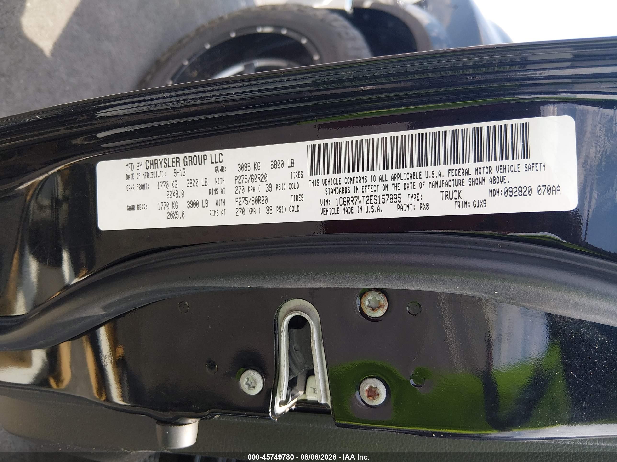2014 Ram 1500 Laramie Black vin: 1C6RR7VT2ES157895