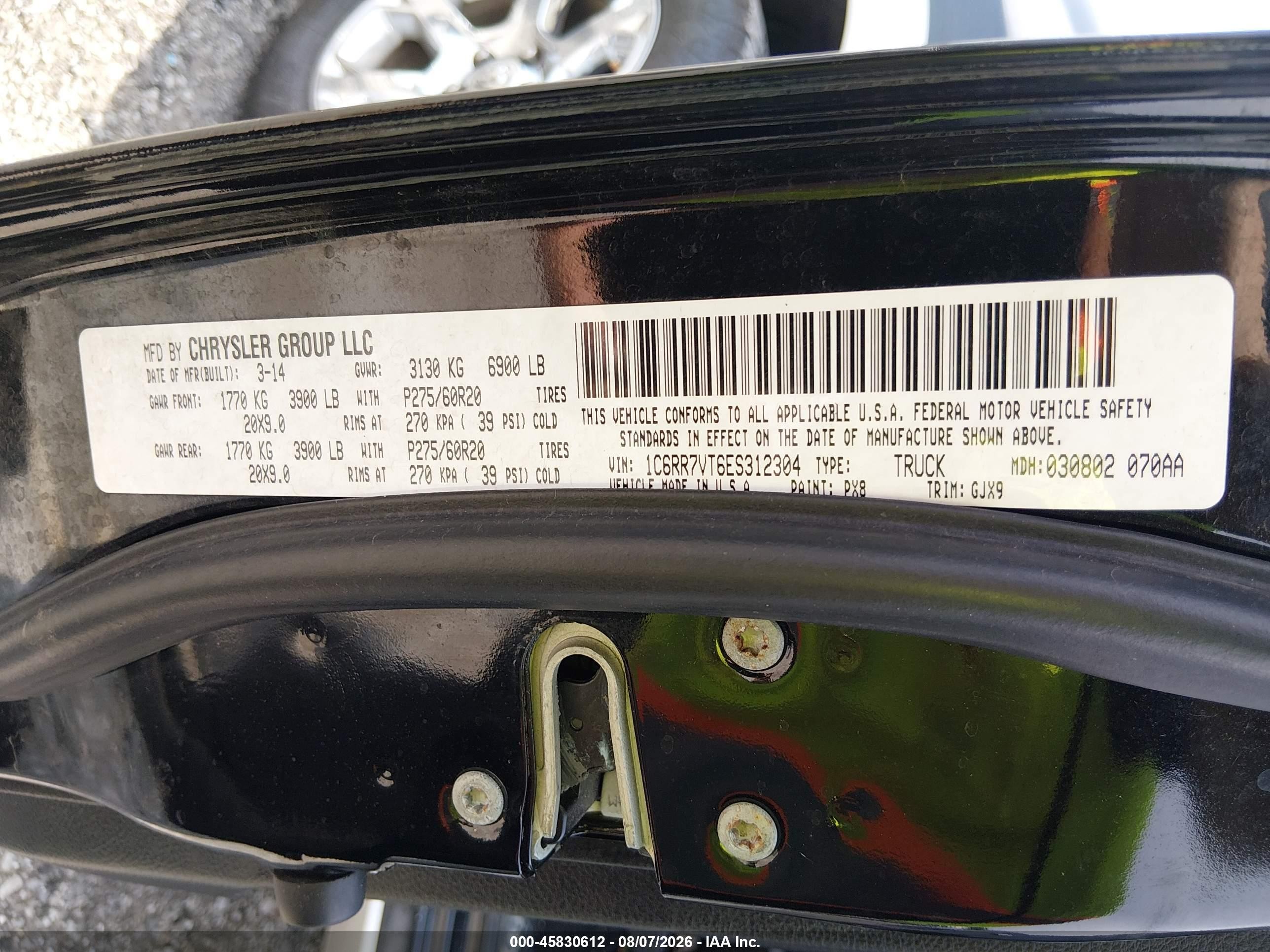 2014 Ram 1500 Laramie Black vin: 1C6RR7VT6ES312304