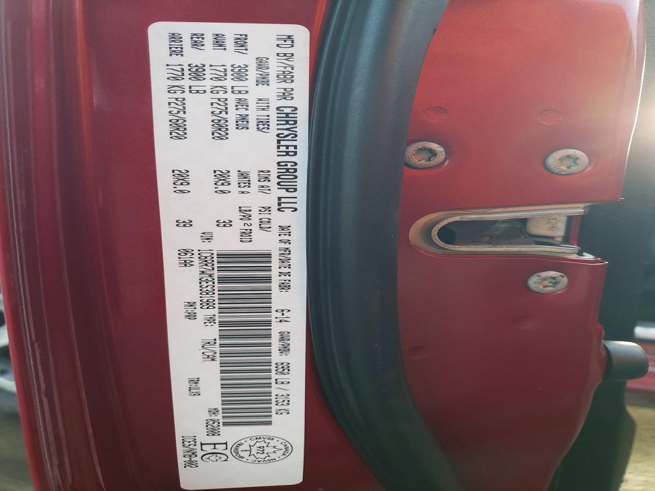 2014 Ram 1500 Longhorn Red vin: 1C6RR7WM3ES381989