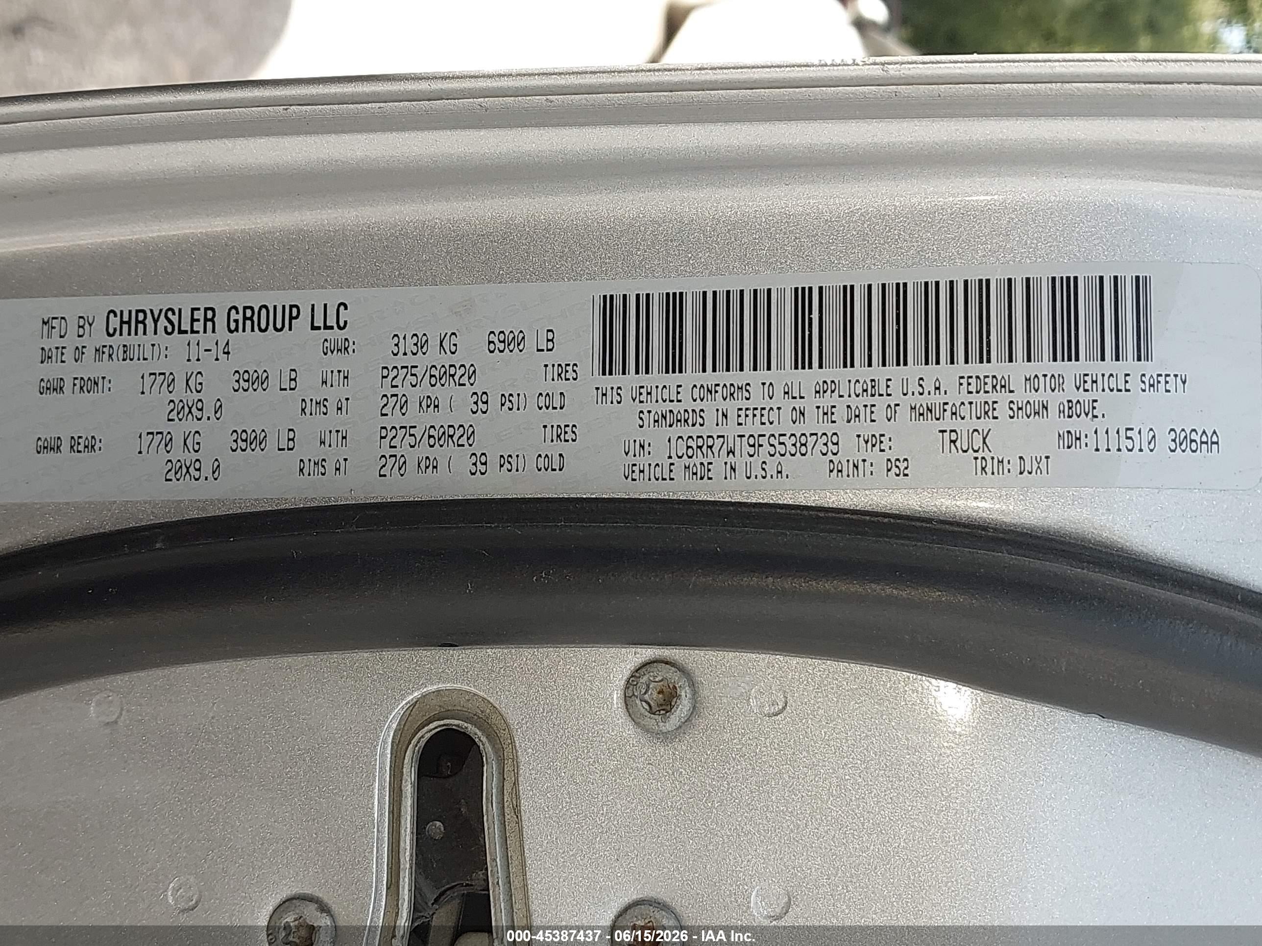 2015 Ram 1500 Laramie Longhorn Gray vin: 1C6RR7WT9FS538739