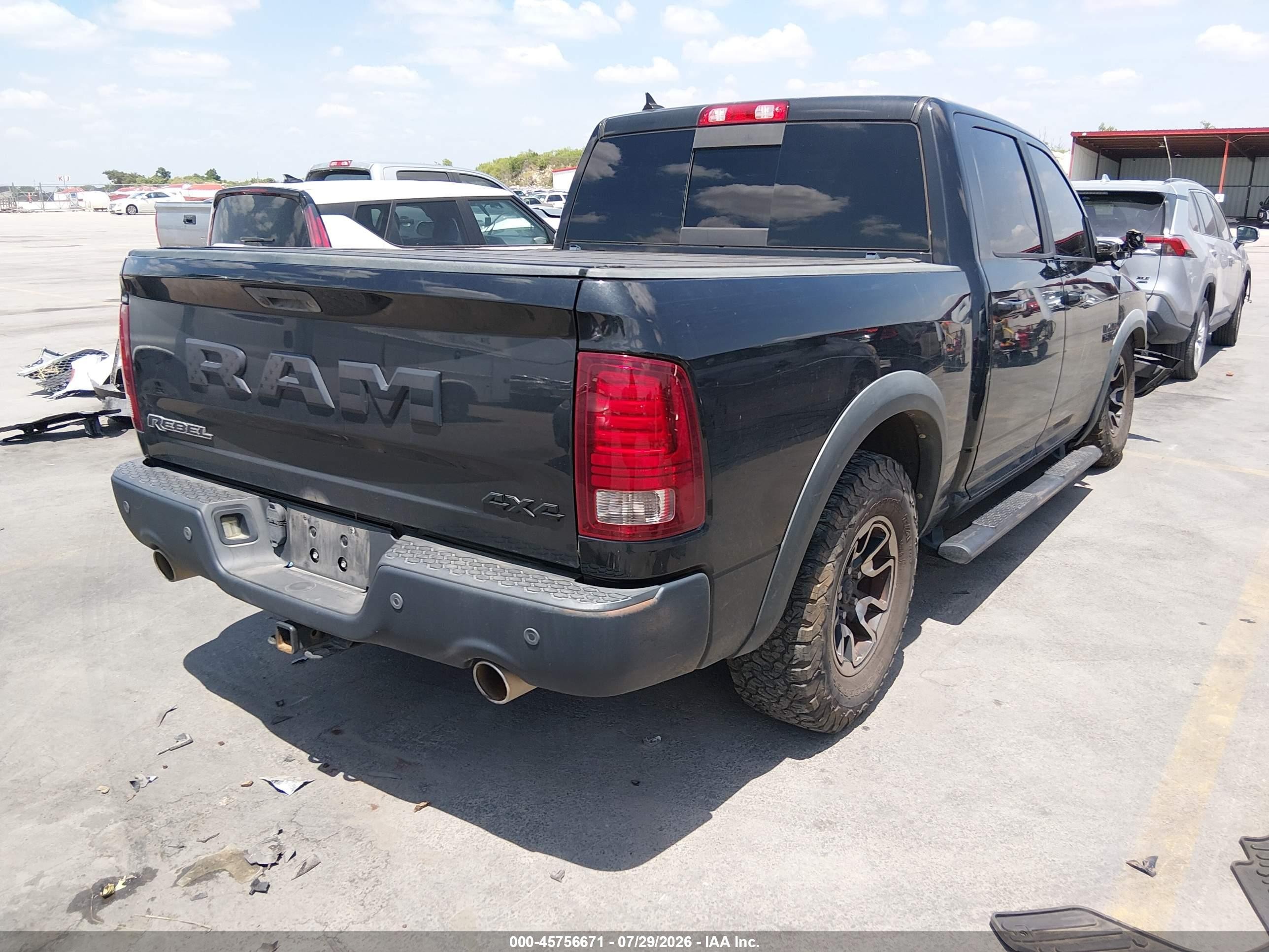 2017 Ram 1500 Rebel  4x4 5'7 Box Black vin: 1C6RR7YT4HS573320