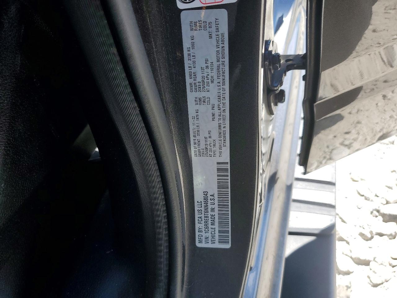 2022 Ram 1500 Big Horn Серый vin: 1C6RREBT6NN468043