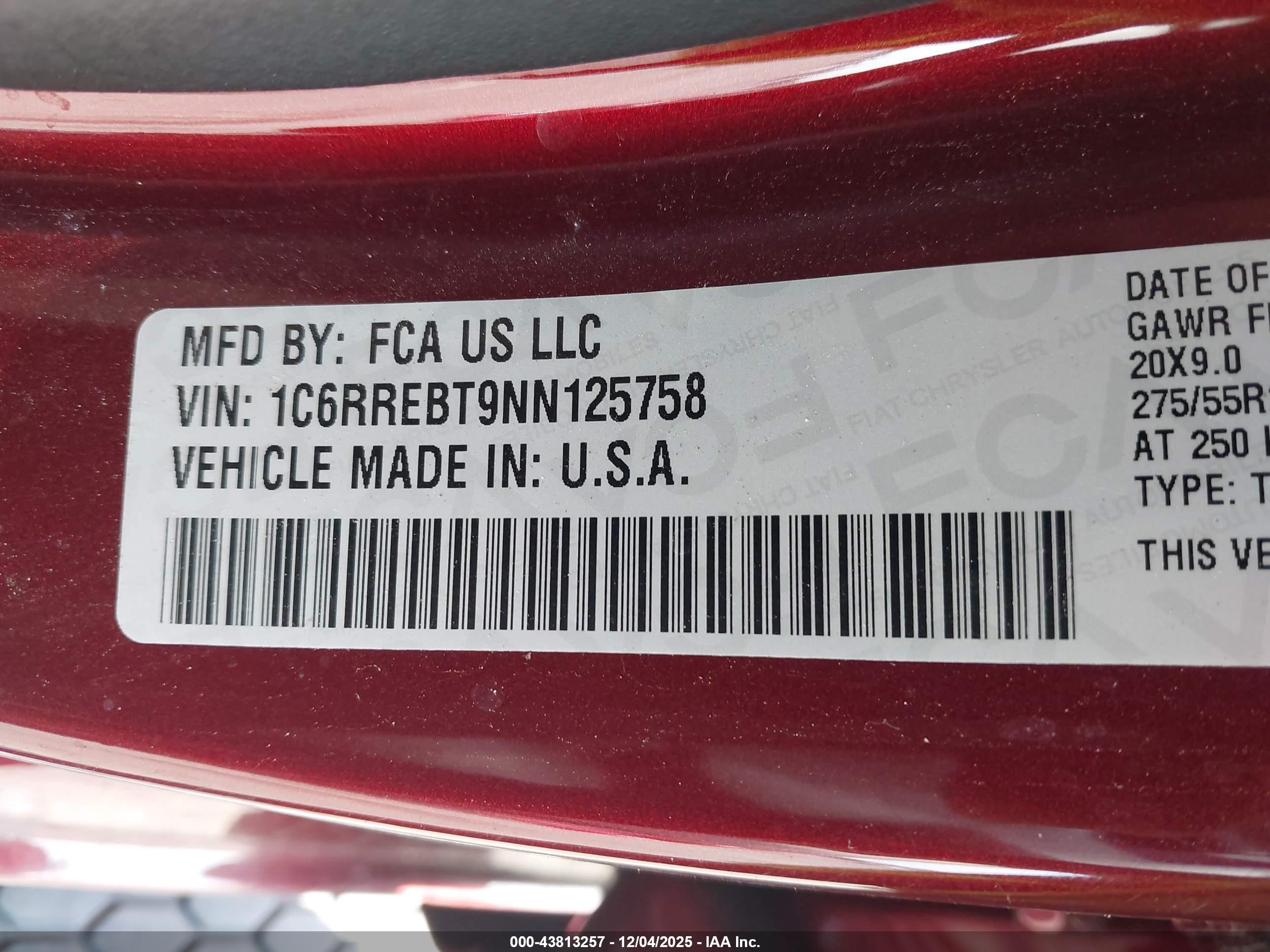 2022 Ram 1500 Big Horn  4x2 6'4 Box Red vin: 1C6RREBT9NN125758