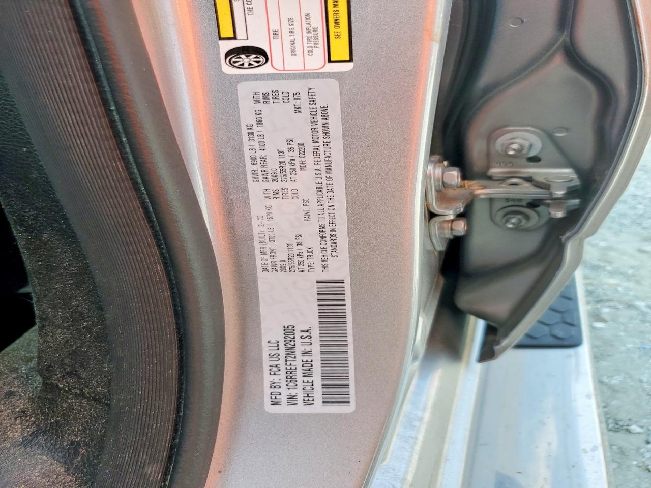 2022 Ram 1500 Big Horn Серебряный vin: 1C6RREFT2NN292005
