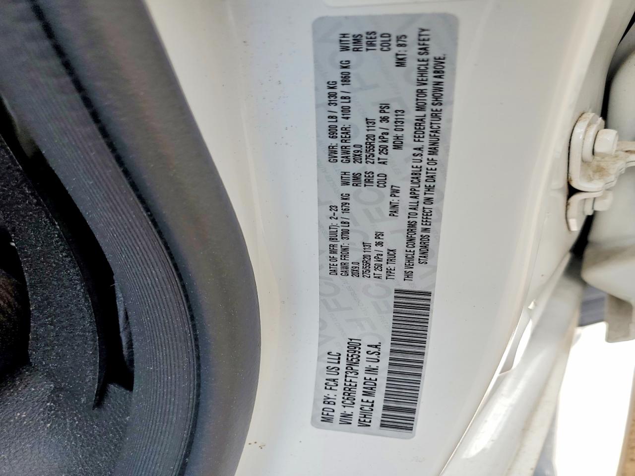 2023 Ram 1500 Big Horn/lone Star White vin: 1C6RREFT3PN559901