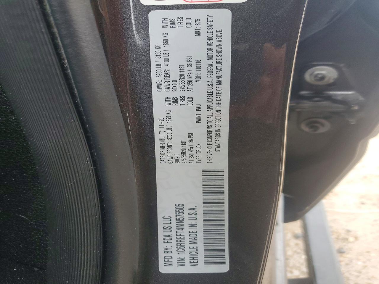 2021 Ram 1500 Big Horn Gray vin: 1C6RREFT4MN575505