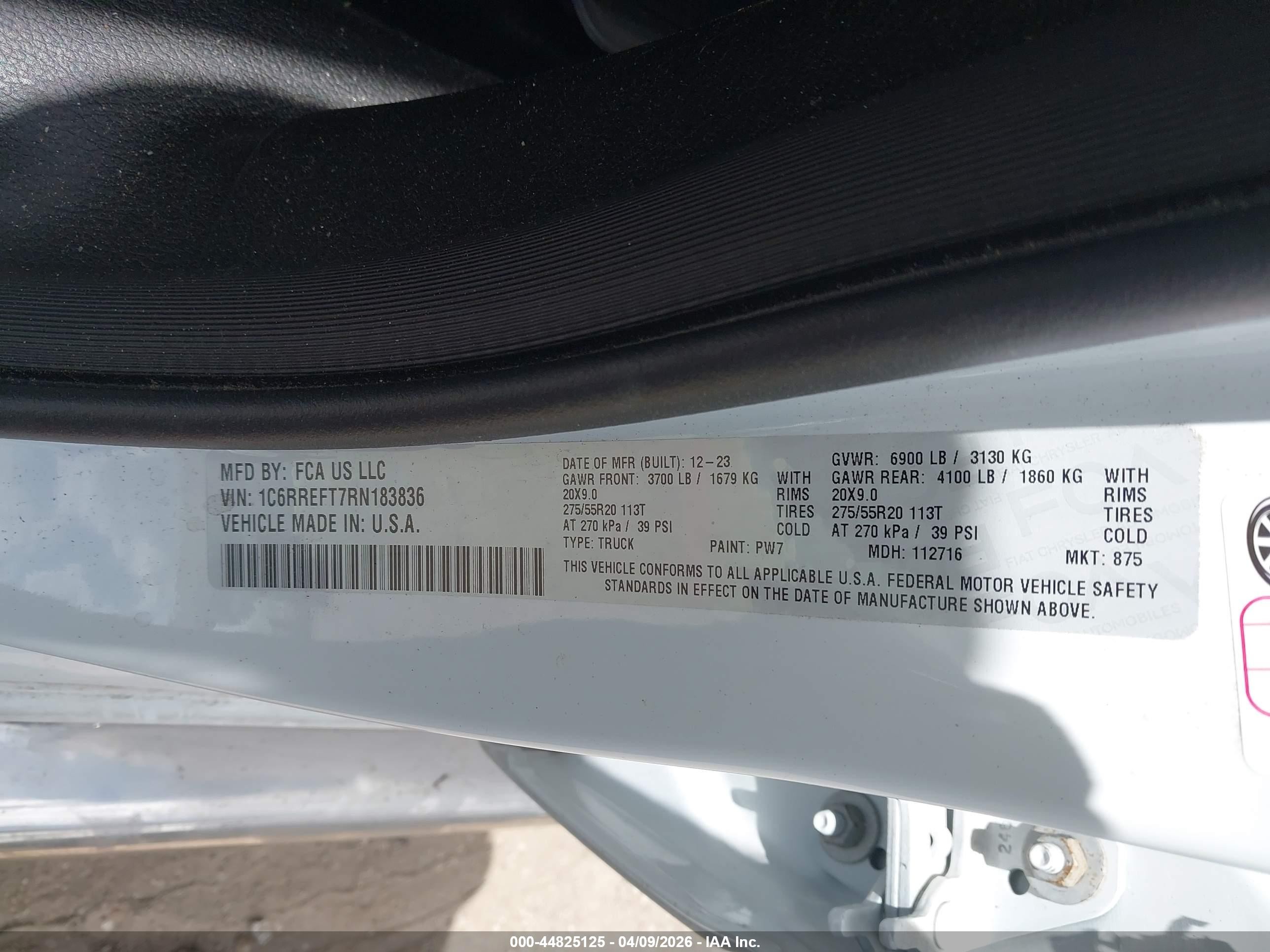 2024 Ram 1500 Lone Star  4x2 5'7 Box White vin: 1C6RREFT7RN183836