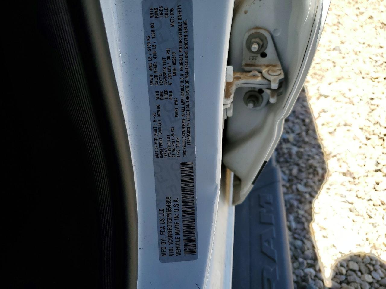 2023 Ram 1500 Tradesman White vin: 1C6RREGT5PN654359