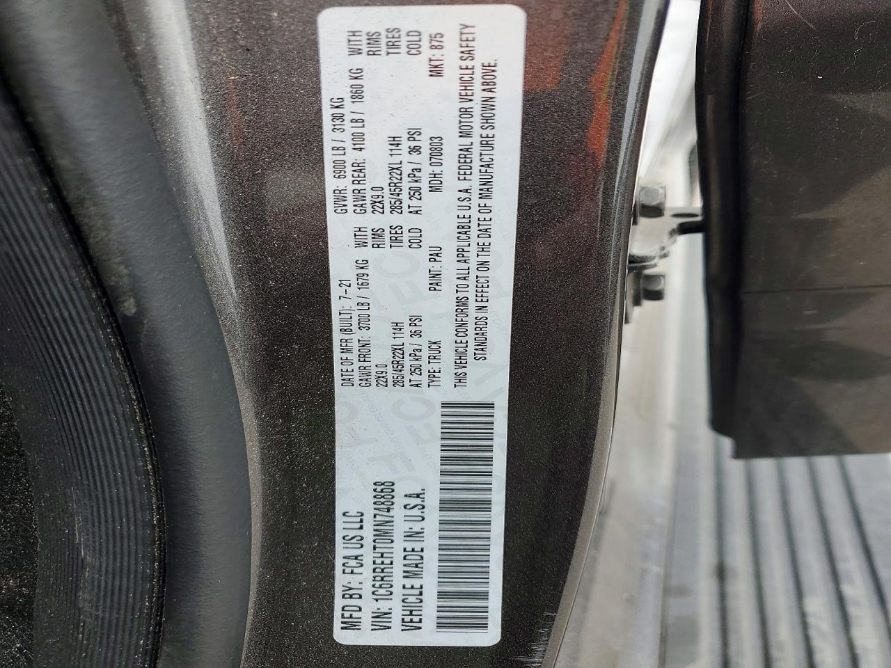 2021 Ram 1500 Limited Gray vin: 1C6RREHT0MN748868