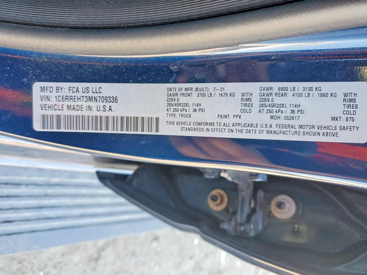 2021 Ram 1500 Limited Blue vin: 1C6RREHT3MN709336