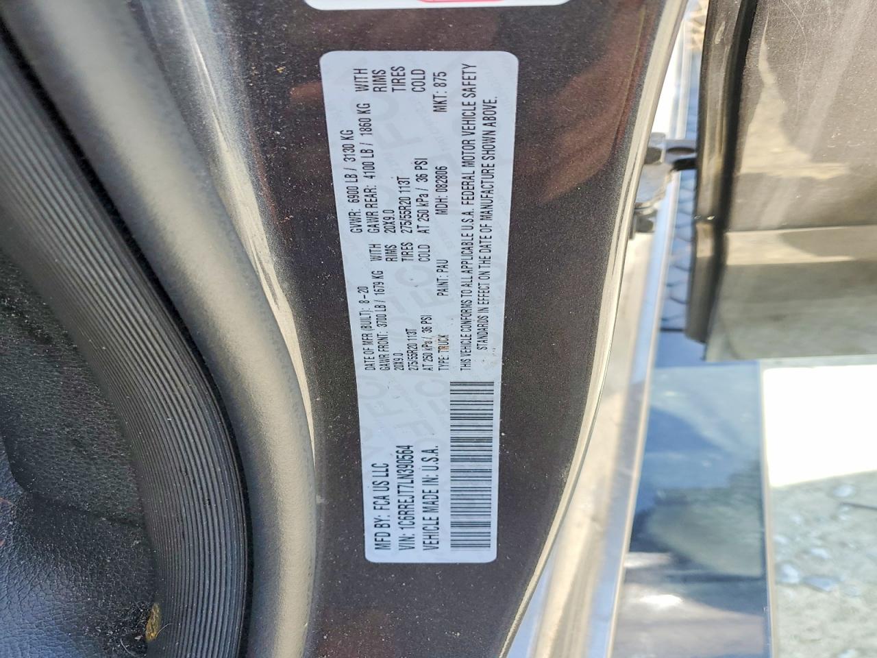 2020 Ram 1500 Laramie Charcoal vin: 1C6RREJT7LN390564