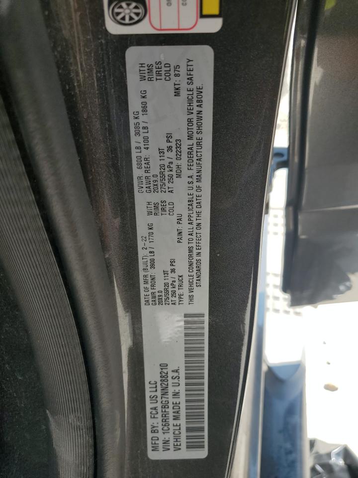 2022 Ram 1500 Big Horn/lone Star Gray vin: 1C6RRFBG7NN288210